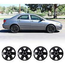15 Inch Hubcaps Wheel Covers Fits Toyota Corolla 2005 2006 2007 2008, R15 Hub Caps Wheel Rims Covers Replacement Snap On Car, PP Material,4 Packs Black Lacquer