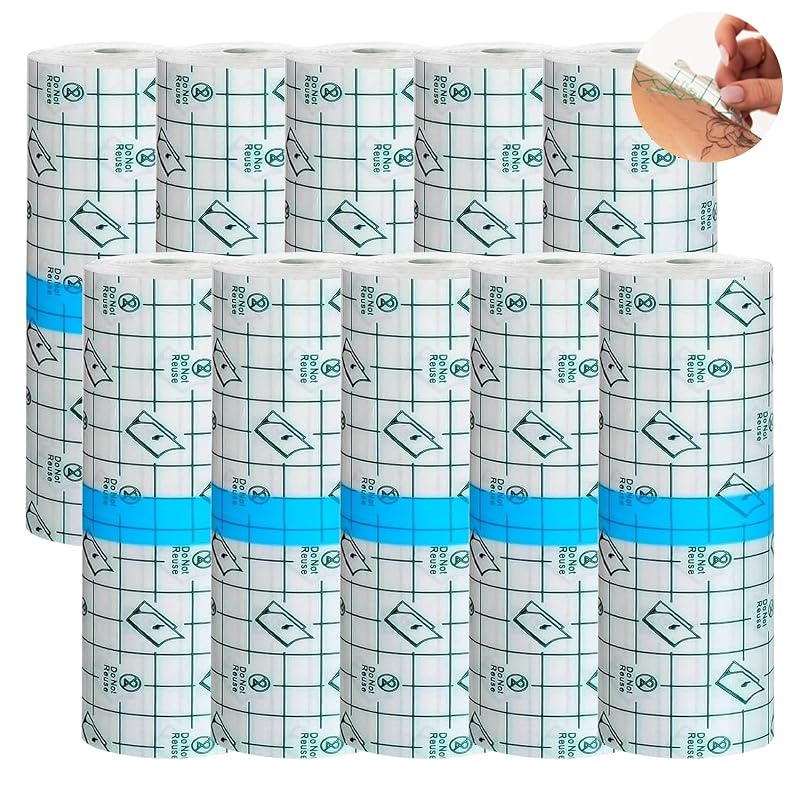 Película transparente para cuidados pós-tatuagem Jconly, sem látex, impermeável, 10 rolos de 15,24 cm x 91,44 cm