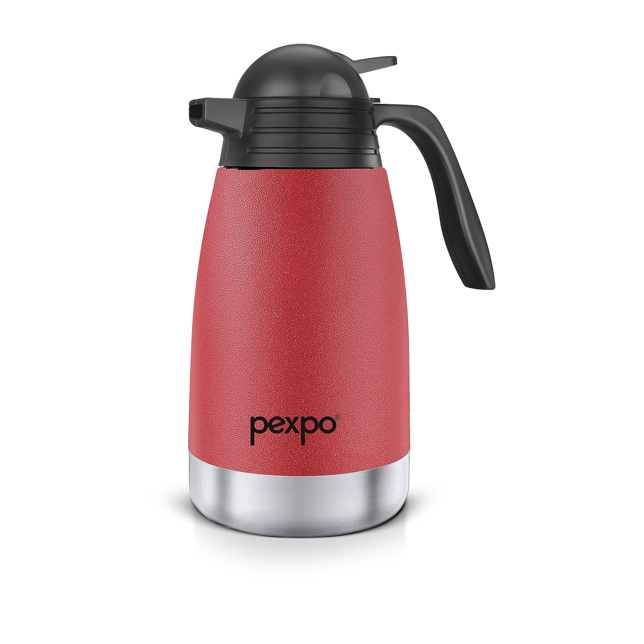 Pexpo Stainless Steel Vacuum Insulated Carafe, Tea/Coffee Pot, 1500 ml, Crimson Red, Cosmo | Leak-Proof & Keeps Drinks Hot/Cold for 24 Hours