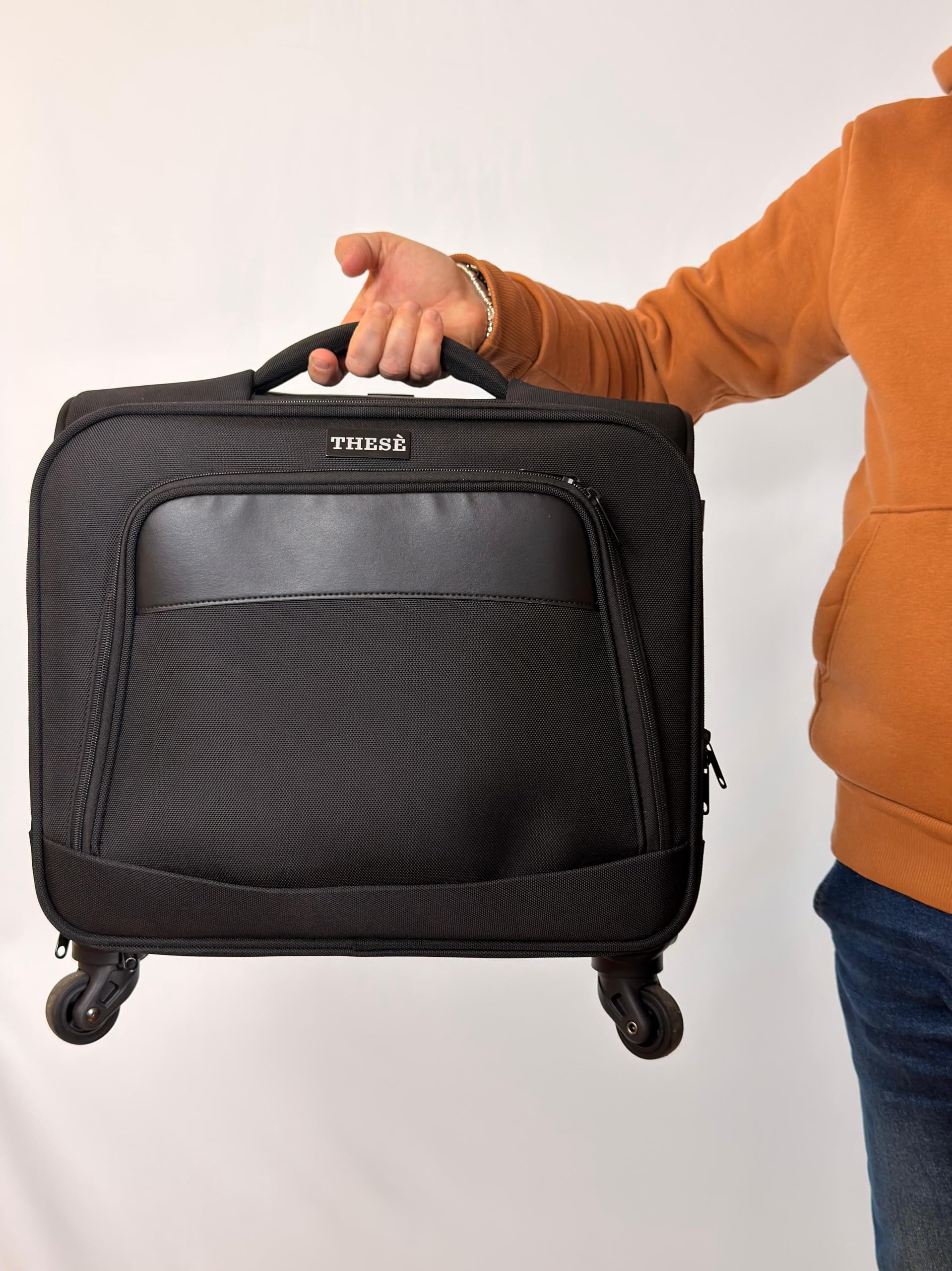 Trolley Sac de travail pour ordinateur portable 42 x 25 x 46 cm 4 roues 360 °, porte-PC/tablette rembourré, organisateur d'affaires, cadenas TSA, compartiment vêtements + dossier porte-documents