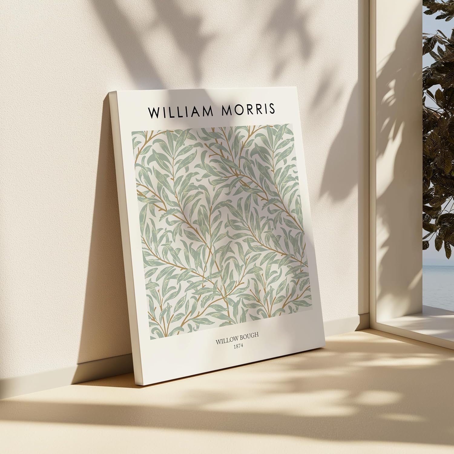 Poster Master Vintage William Morris Canvas - Retro Willow Bough Print - Leaves Pattern Art - Gift for Men & Women - Chic Wall Decor for Living Room, Office or Dorm - 8x10 STRETCHED Canvas