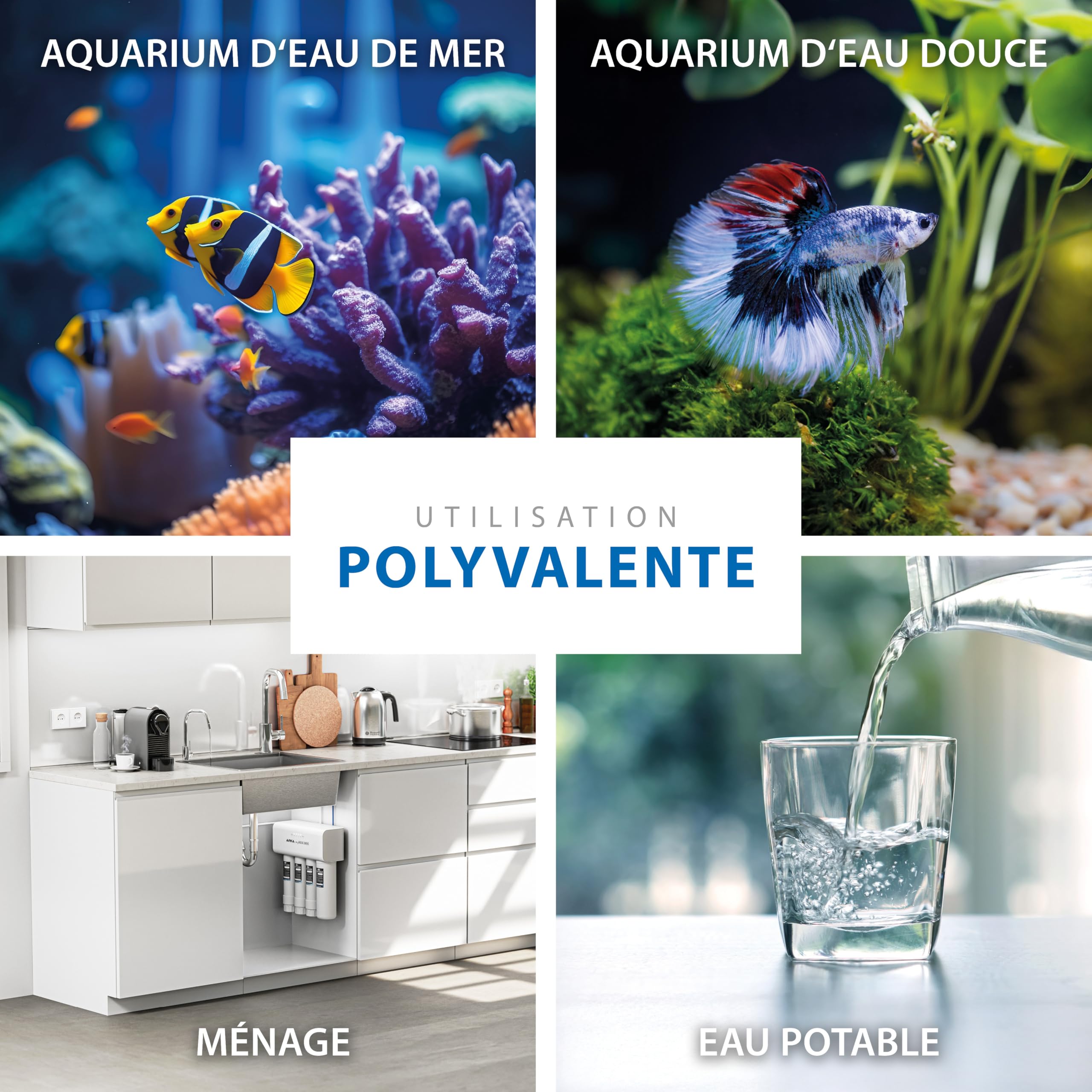 Système d’osmose inverse 1900 L/jour – ARKA myAQUA 1900 – élimine 99 % des sels, polluants & bactéries – filtre à eau & adoucisseur intelligent pour aquarium & maison – kit complet avec indicateur LED