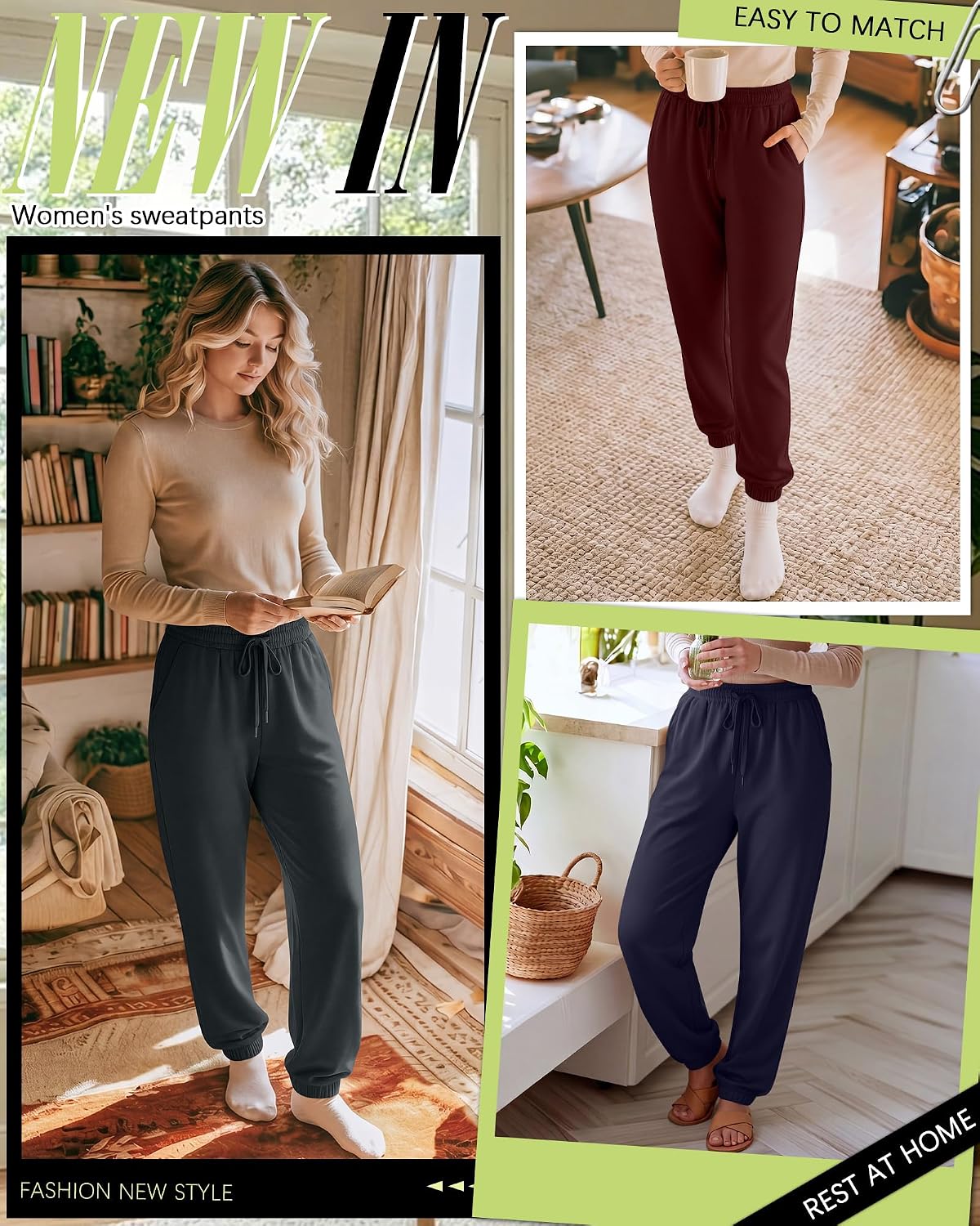 Oakgarden 4 Pack Women's Joggers Lounge Sweatpants with Pockets image 5