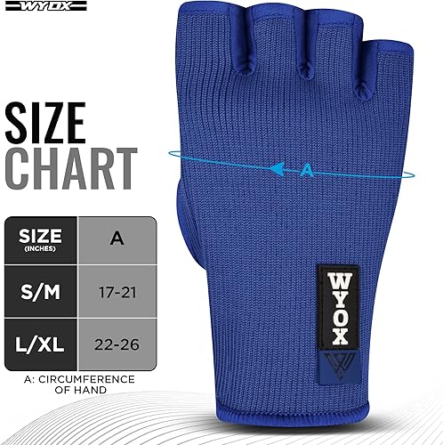 Miniatura 3 de WYOX Guantes interiores de boxeo para hombres y mujeres, medio dedo debajo de los guantes con vendajes elásticos para protección de puños, ideales
