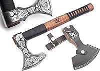 Vista 1 de Hacha Vikinga – Mango de Palisandro de 19 Pulgadas con Funda de Cuero, Hachas de Lanzamiento y Tomahawks, Hacha para Dividir Madera, Bushcraft - ERIK