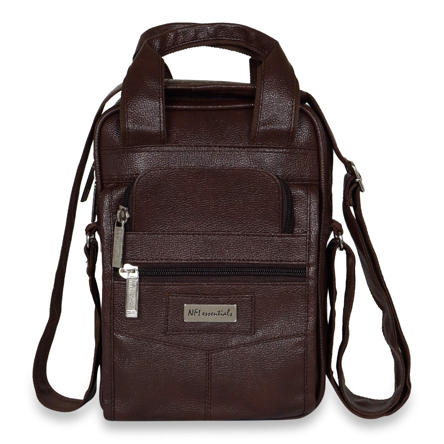 nfi essentials Men's Sling Bag Stylish Cross Body Travel Office Business Messenger Bag for Men Women (Brown)-picture-10