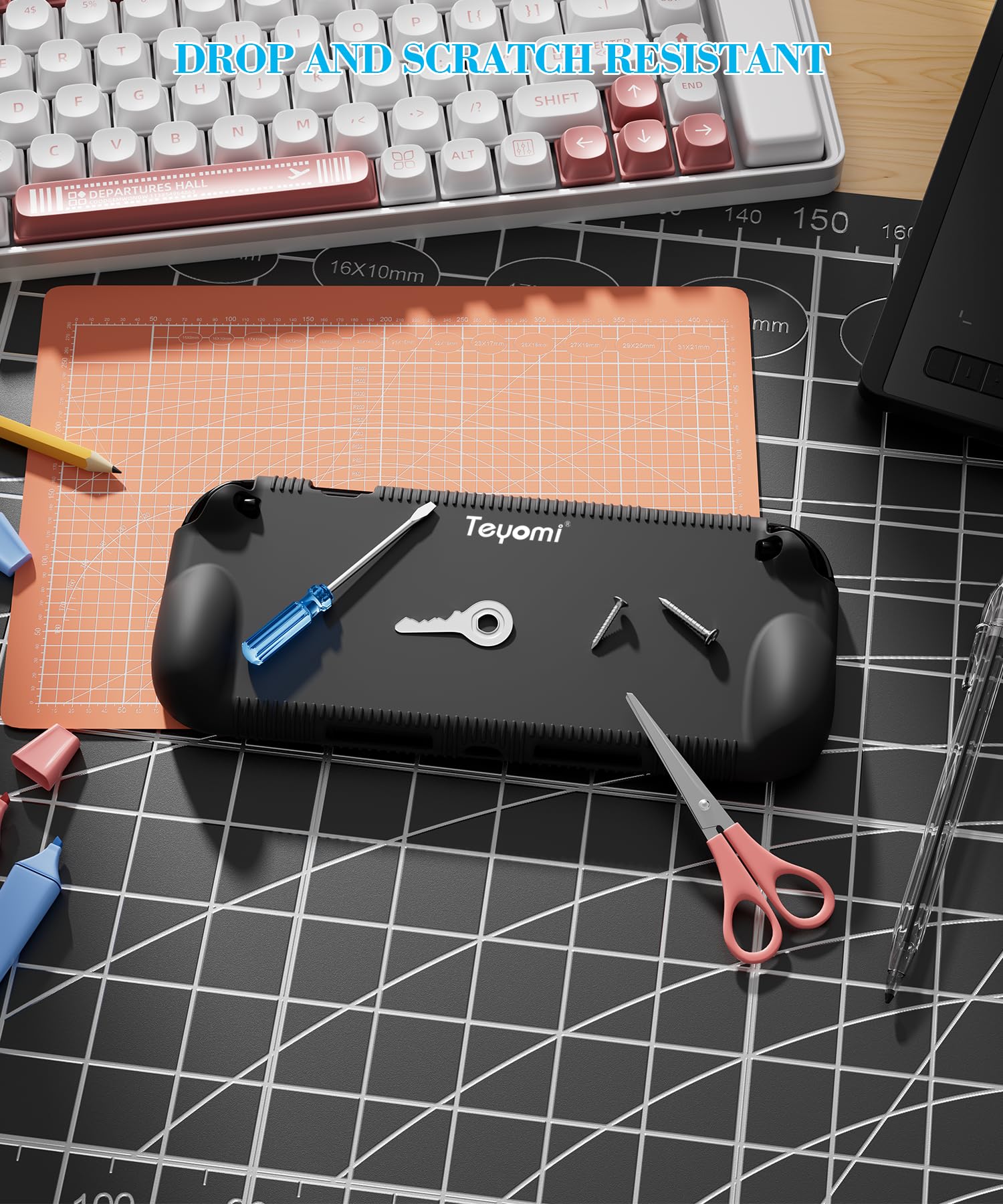 Teyomi Funda protectora de silicona compatible con Nintendo Switch 2, Carcasa para Nintendo Switch 2 con protector de pantalla de vidrio templado, Estuche con agarre ergonómico (Negro) — view 8