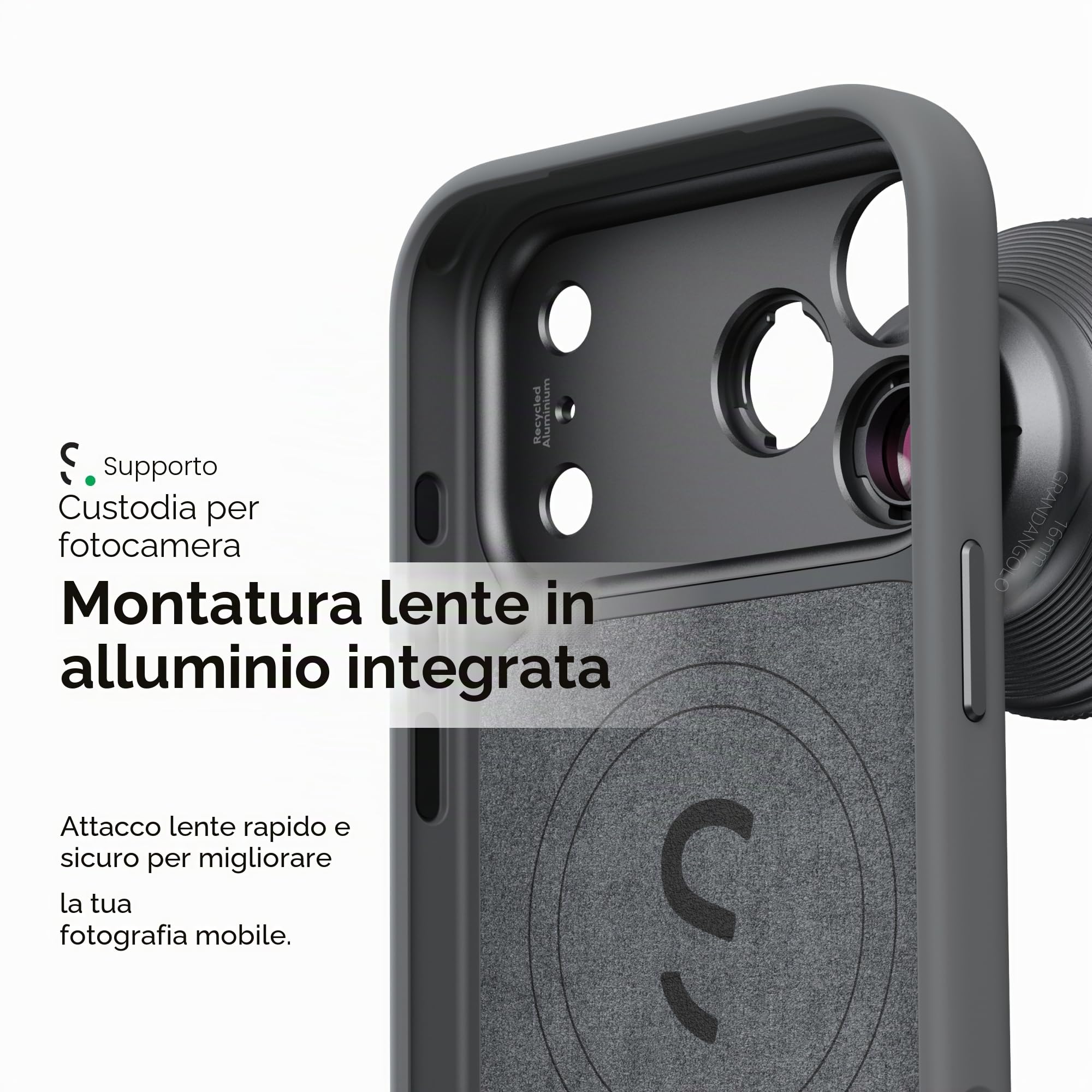ShiftCam Custodia per fotocamera per iPhone 17 Pro, supporto obiettivo integrato, magnetico, grigio scuro, scatta subito foto fantastiche (iPhone 17 Pro Max)
