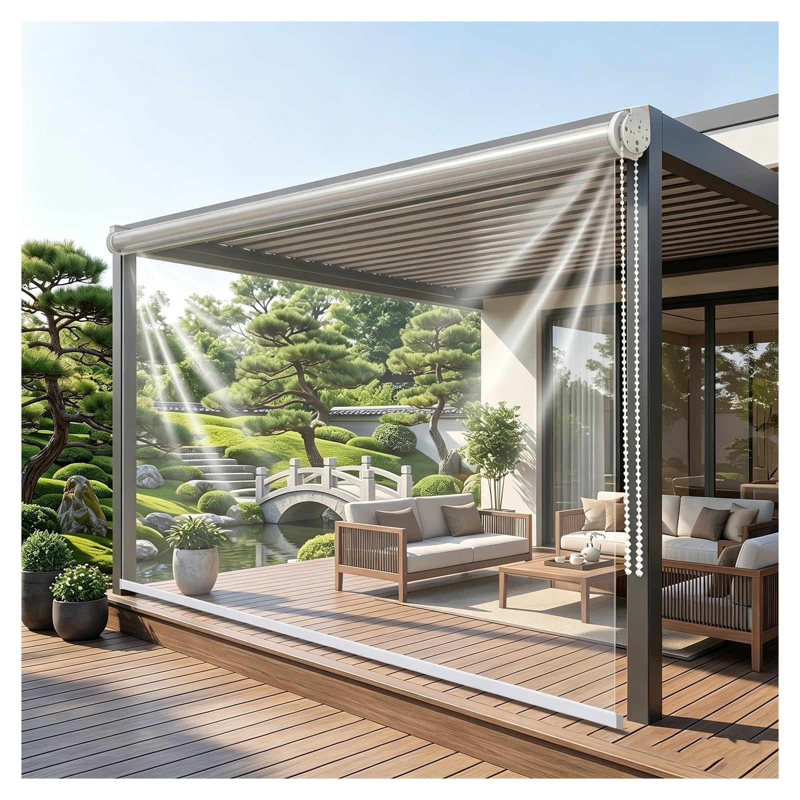 Clear vinyl roller shades，transparent waterproof roller blind，clear windproof roller shades，Heavy Duty Plastic Roller Shutter，for Exterior Gazebo Office Windows Door(W100*H160cm/W39.37*H62.9in)
