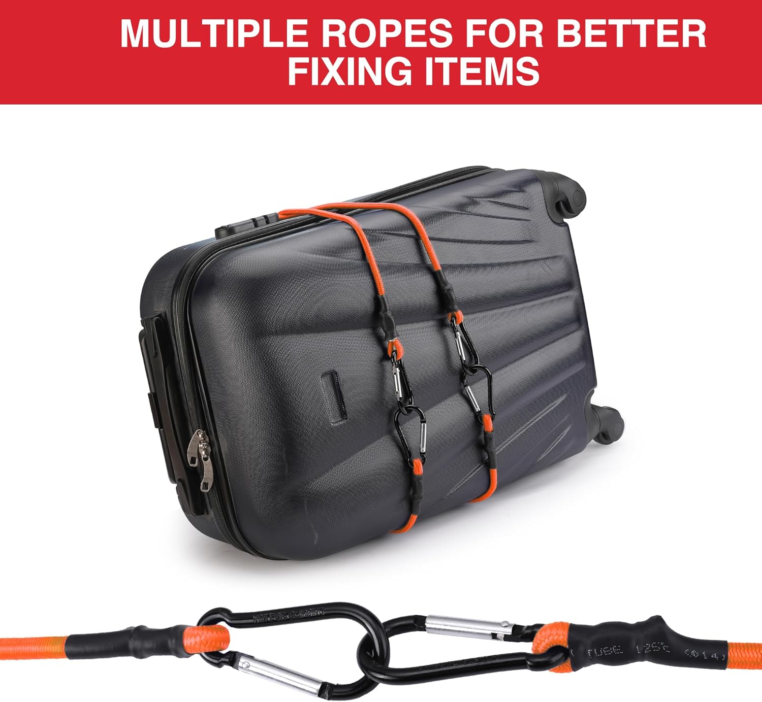 WORKPRO 24 Inch Bungee Cords with Hooks, 4 Pack Superior Rubber Heavy Duty Bungee Straps Strong Elastic Rope for Outdoor Tent, Luggage Rack, Camping, Cargo, RV, Bike, Transporting, Storage, Orange - Image 5