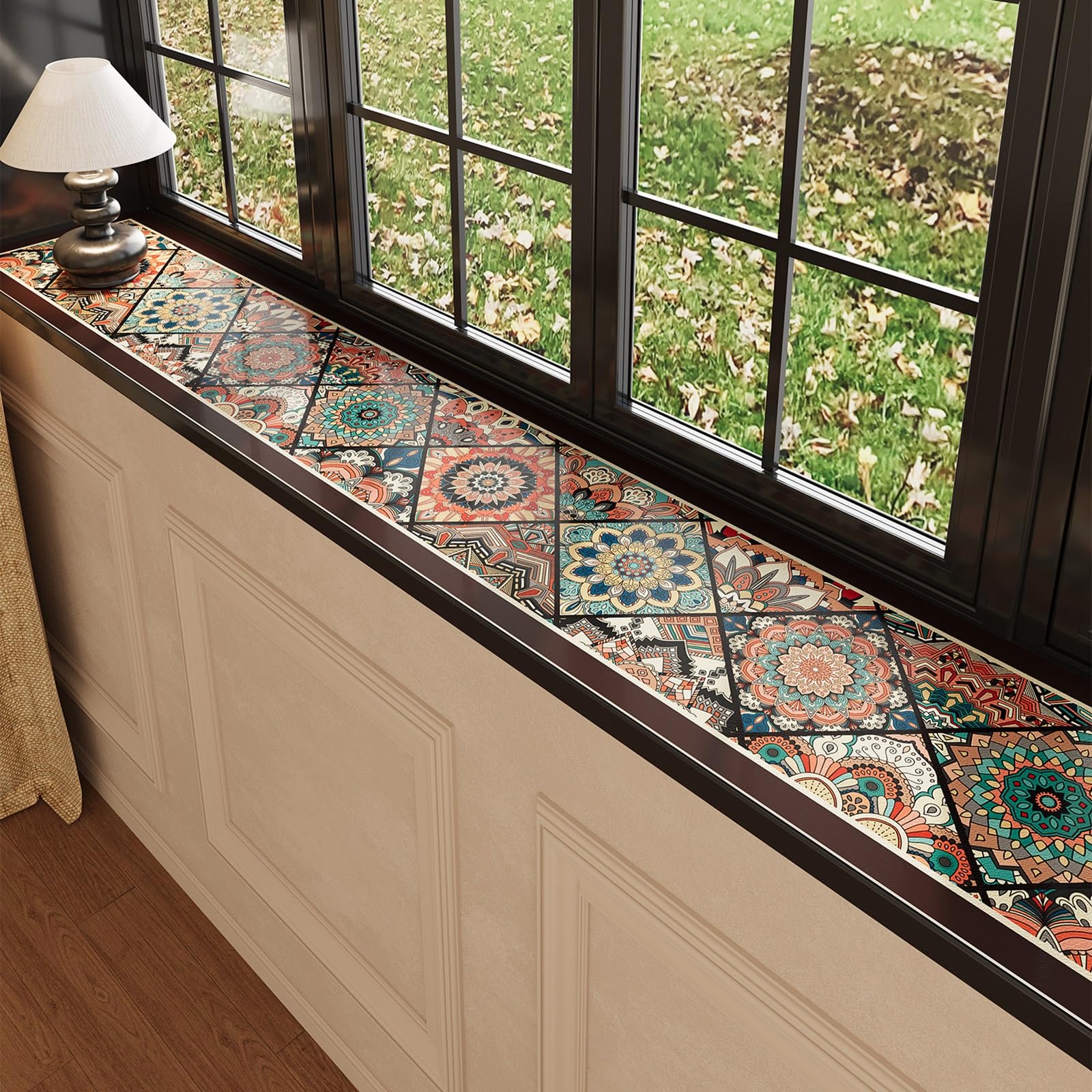 YCYHXJB Print Window Sill Cover, Non-Slip Narrow Windowsill Protector, Cuttable Window Sill Mat for Potted Plant Bay Windows Balcony Apartment Kitchen Offices(60x50 cm/24x20 in)