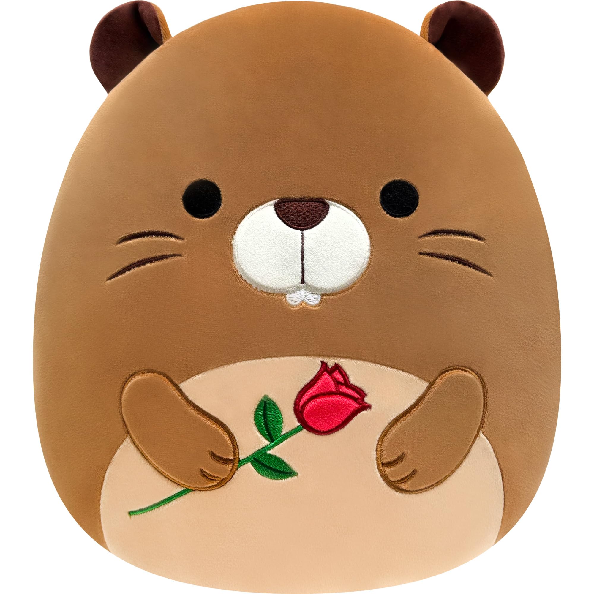 Squishmallows Original 12in Chip the Beaver Holding Rose