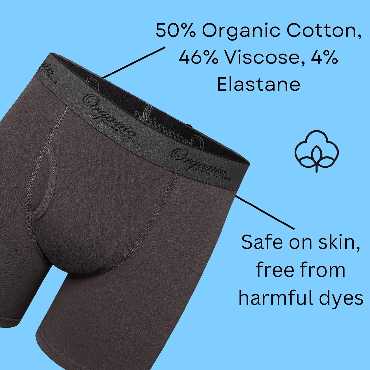 Organic Signatures Mens Underwear Boxer Briefs Cool Soft Stretchy Ethical 3 Pack - Image 3