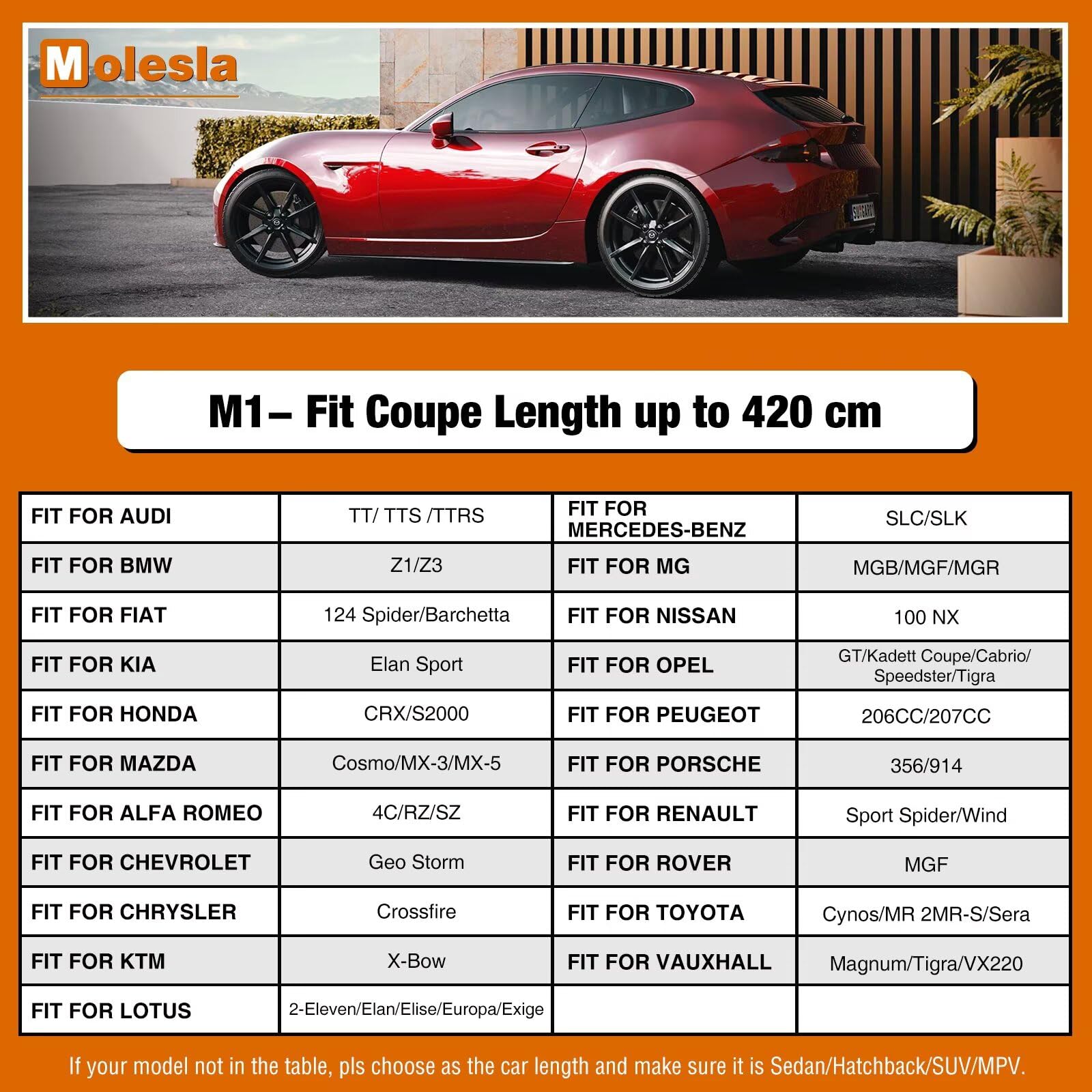 Autoabdeckung Wasserdicht Vollgarage Autoplane Auto Abdeckplane Auto Garage Wetterfest 100% Wasserdicht Autoplane für Mini Cooper,Audi TT,Mazda MX5,Fiat 124Spider,Ford Fiesta,Renault Clio,Suzuki Swift