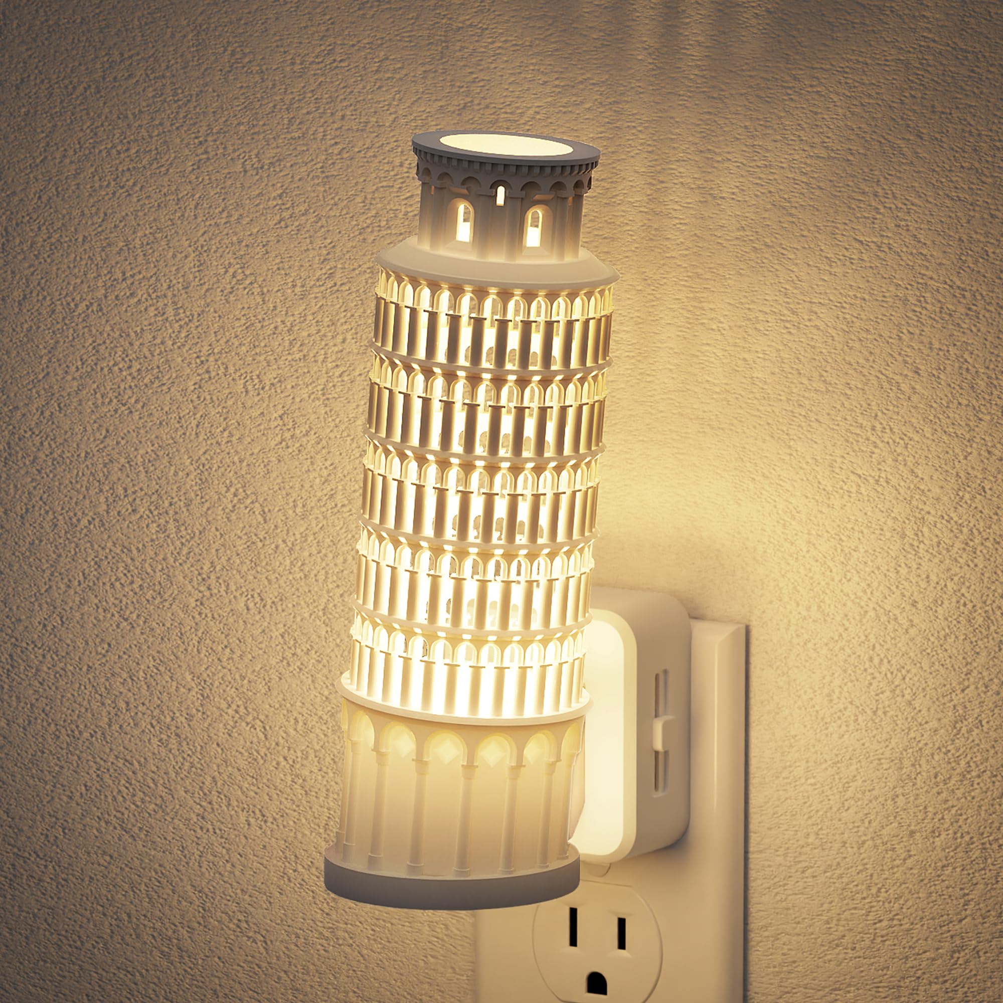 JandCase Night Lights Plug into Wall 3D Printed Leaning Tower of Pisa Night Light 3000K Plug in Nightlight