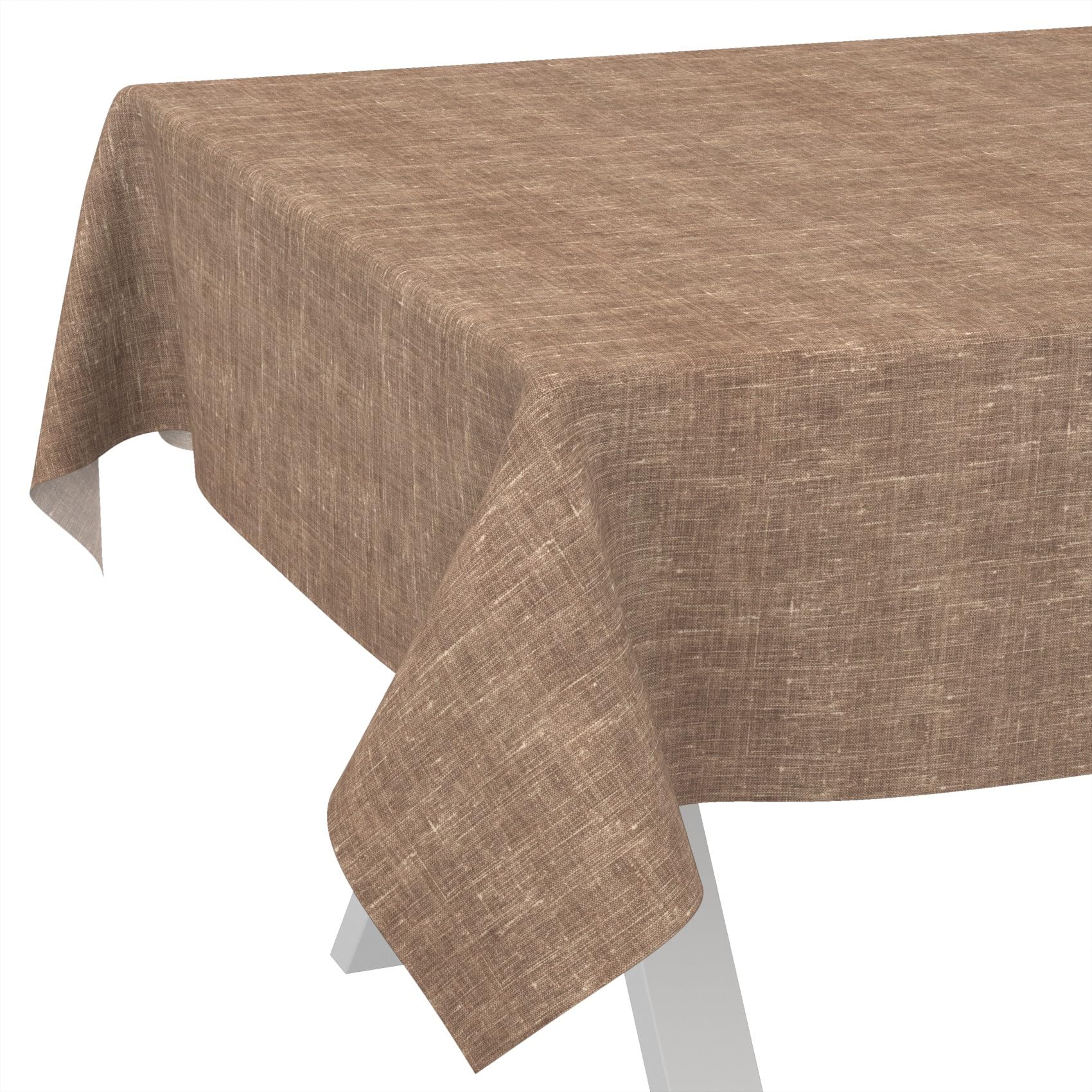 ANRO Nappe de Table 70% Coton 30% Polyester – Tissu Lavable, Anti-Taches, Bords Surjetés, Couleur Chocolat 200x140 cm