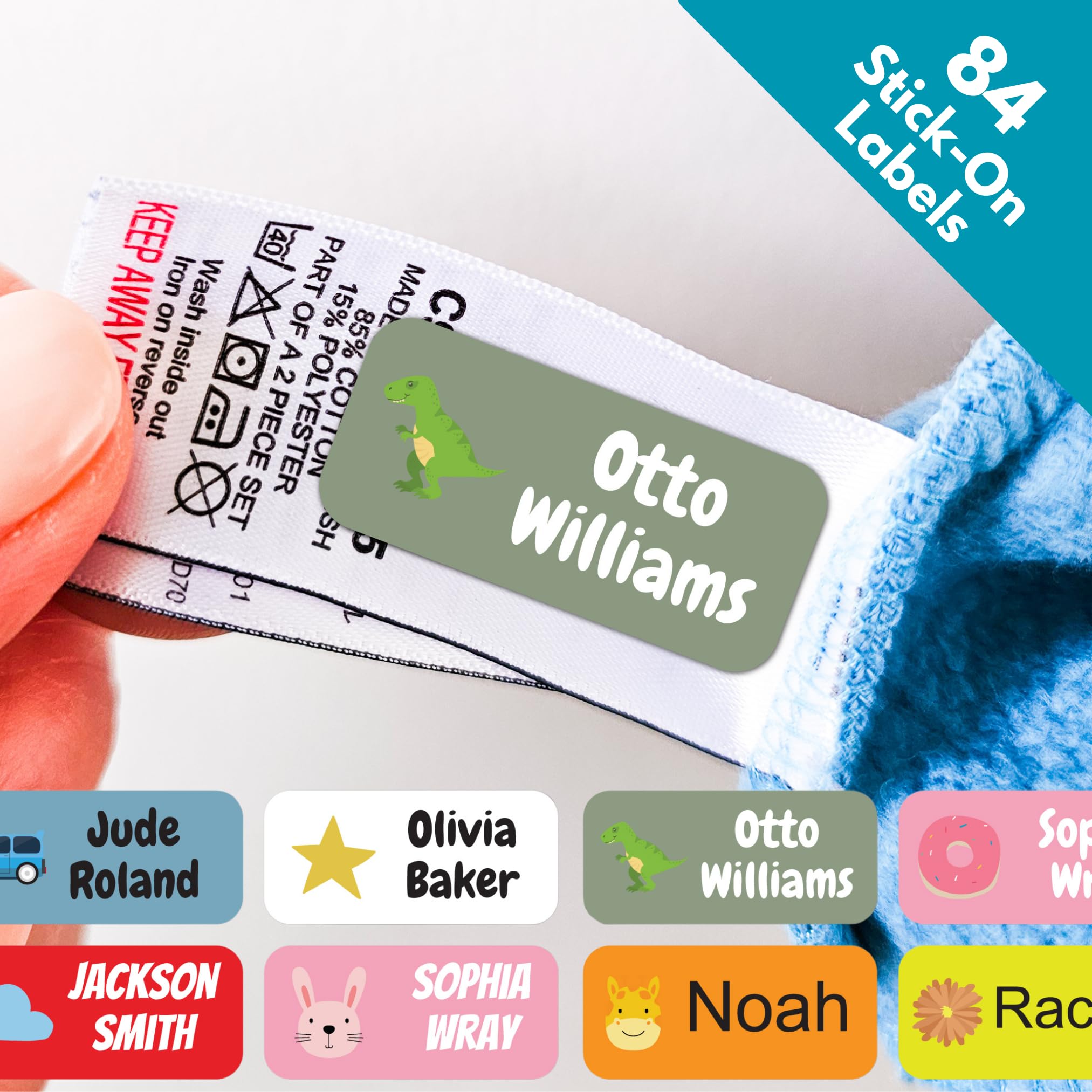 Sponsored Ad – QuoteMyWall 84 Stick On Washable Clothing Labels for School Uniform Clothes | No Iron Personalised Name Sticker Tags Kids, Care Home Customised Peel & Stick Children's Stationery (Green)