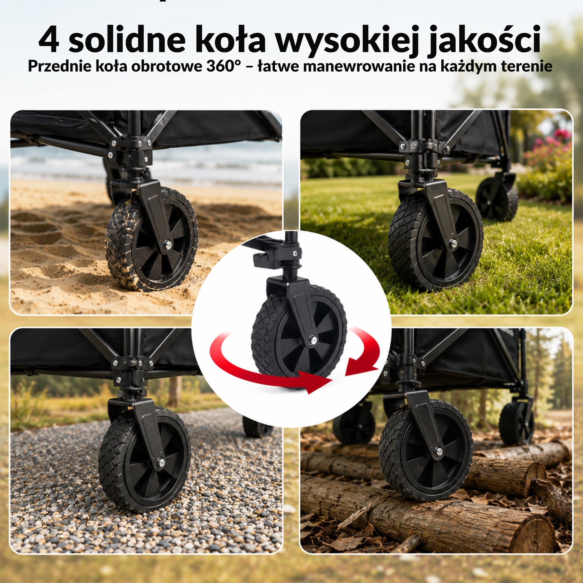 LEHMANN MOBI 110L – składany wózek transportowy do 80 kg, wózek ręczny z kołami 360°, wózek plażowy, wózek ogrodowy, składany wózek na zakupy