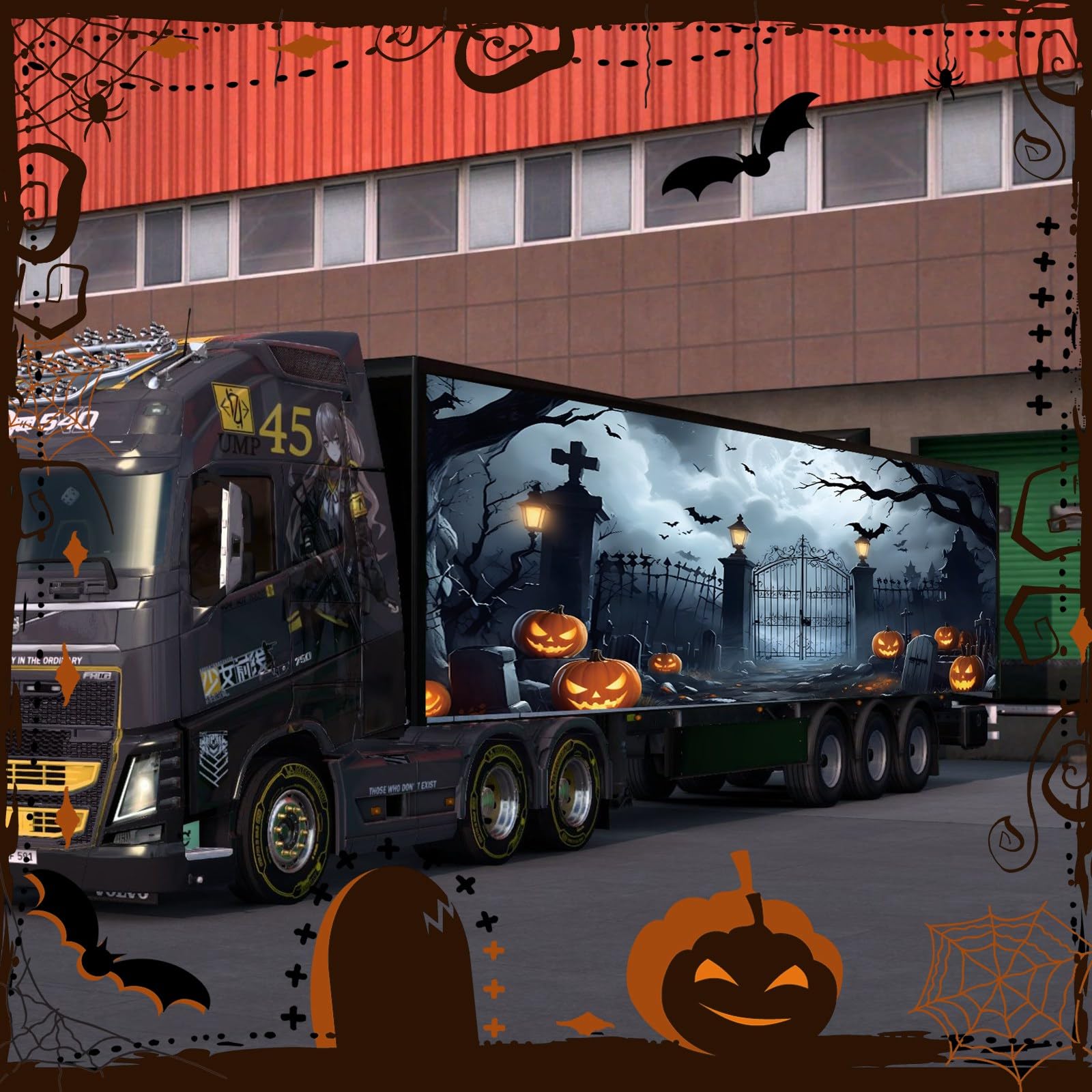XhuangTech Baner na drzwi garażowe na Halloween, motyw horroru z 10 przelotkami, poliester 100D, straszna dynia, straszna wisząca dekoracja imprezowa (15 x 40 m Jack-O-latarnia z rzeźbionym)