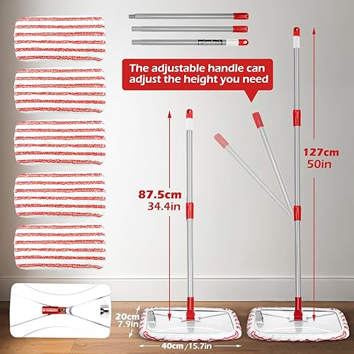 Miniatura 8 de Masthome Extra Large Microfiber Mop for Floor Cleaning, 16“ Flat Mop with 5 Pad for Wet & Dry Use, Dust Mop for Hardwood Laminate Tile Ceramic, 1
