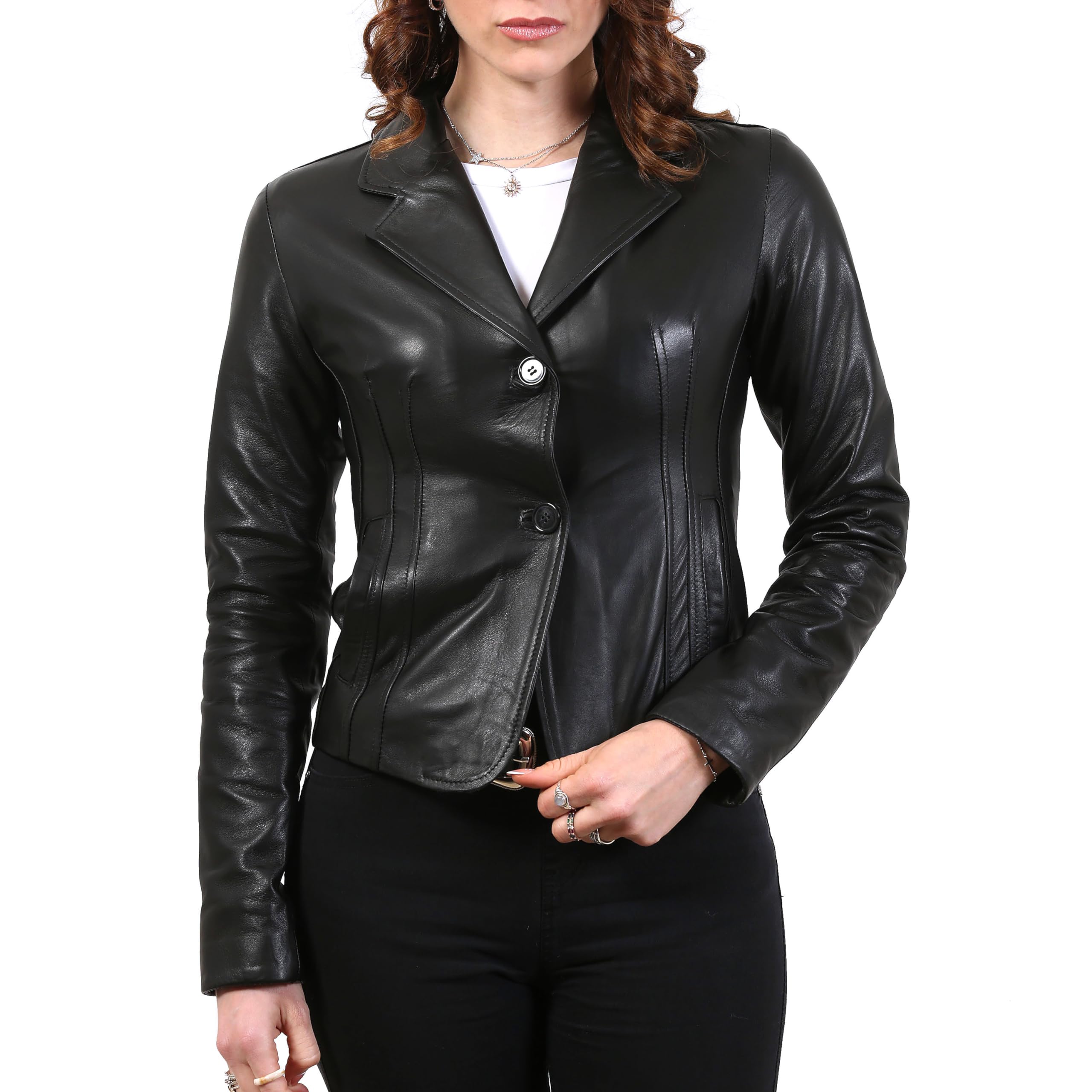 IMPERATRICE Giacca 2 bottoni blazer in vera pelle made in italy