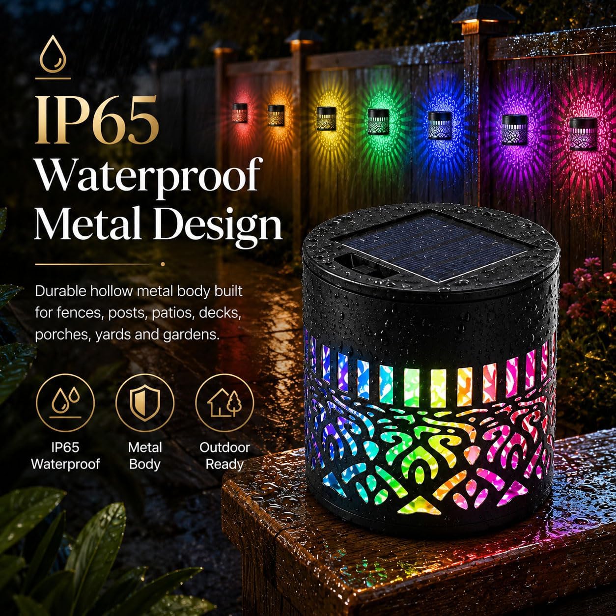 Solar Mandala Wall Light, Solar Mandala Projector Light Outdoor, Dazzling Decorative Waterproof Fence Lights for Patio, Backyard, Fence, Deck, Porch, Yard Pathway Decor (4PCS)