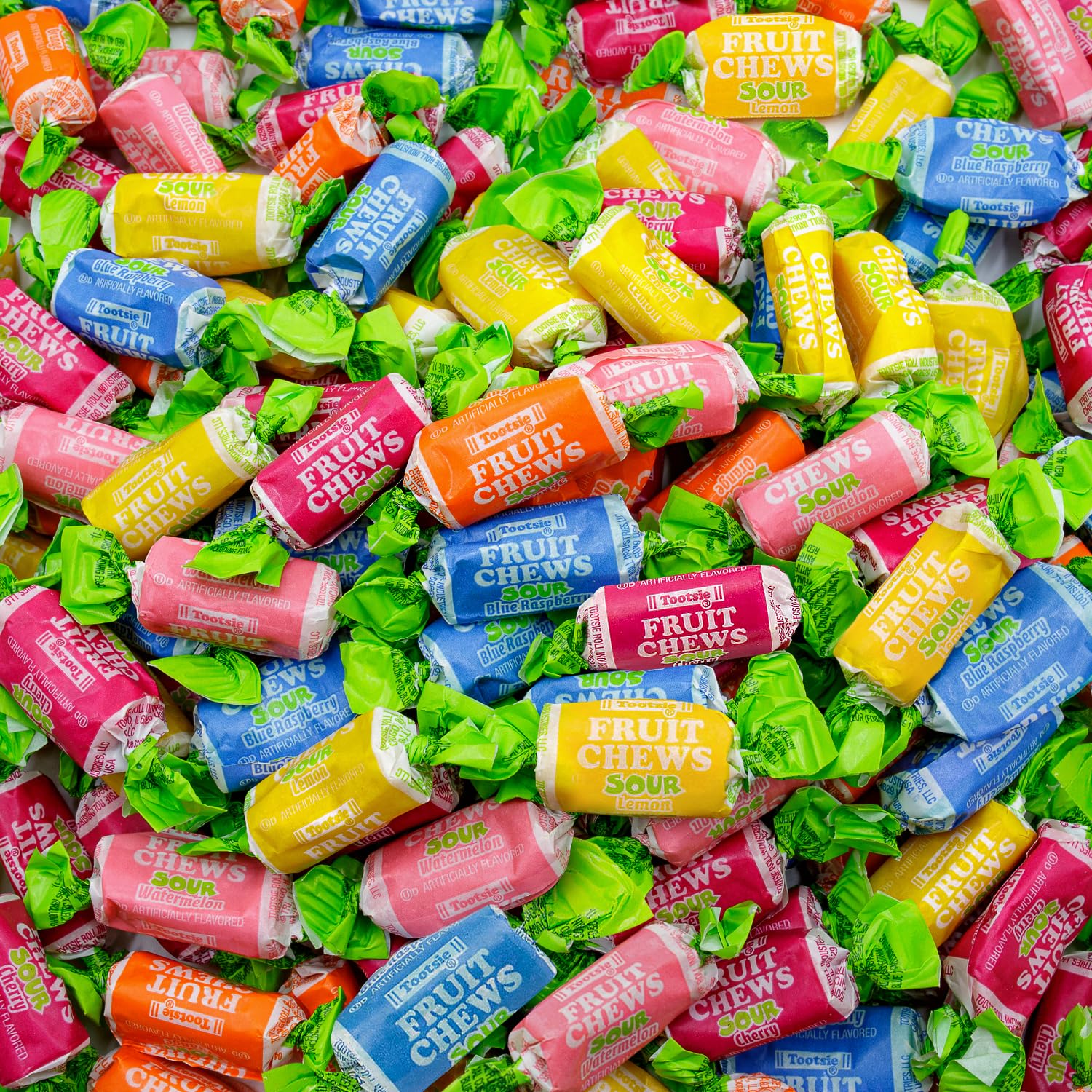 TOOTSIE ROLL FRUIT CHEWS Candy SOUR 1 lb β Bulk Bag, Fruity Flavored, Assorted Flavors, Gluten & Peanut Free, Individually Wrapped (67 Pieces)