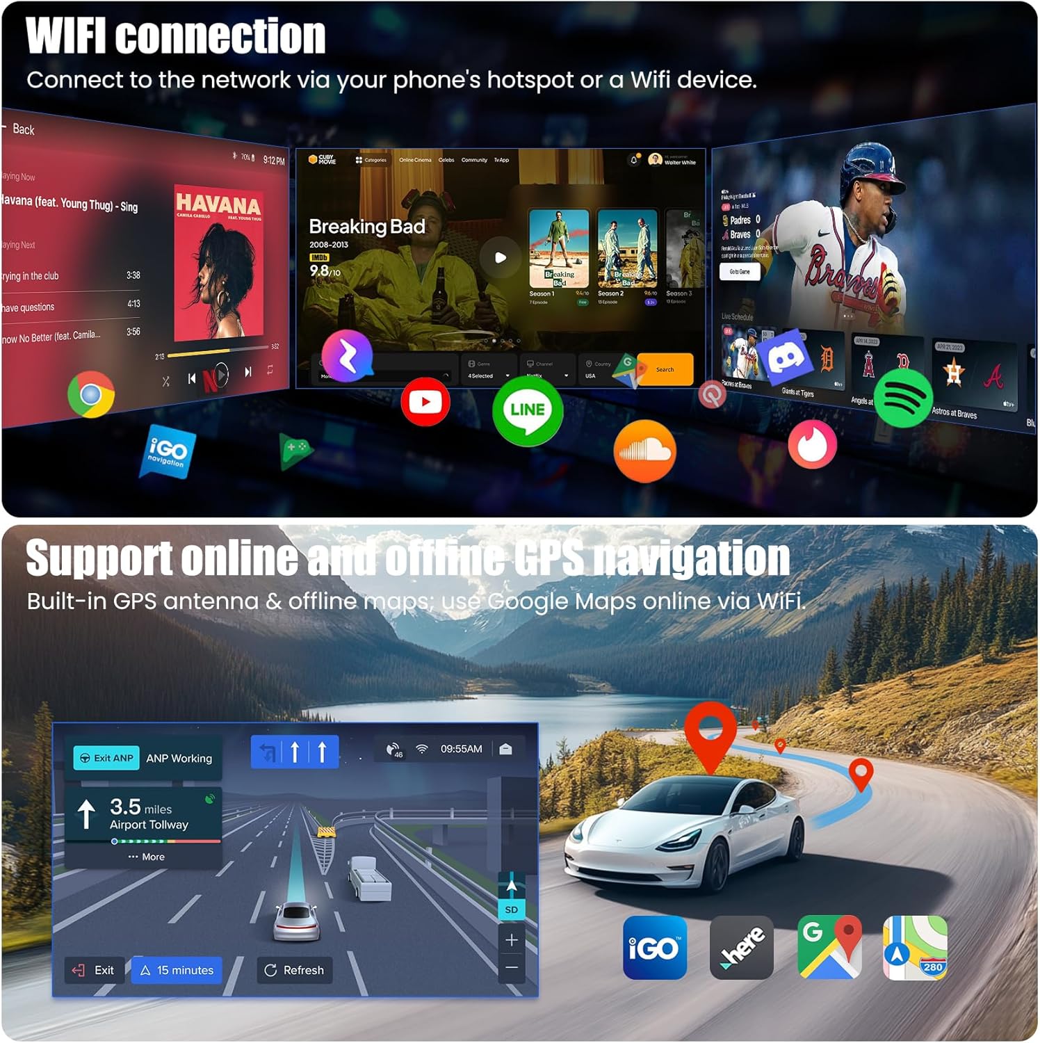 2G+64G 8-core Android 15 Car Radio for Ford F150/F250/F350 1995-2003, 7 Inch IPS Touchscreen Stereo Support Carplay & Android Auto Bluetooth/Voice Control/GPS/WiFi/Back-up Camera/SWC/FM