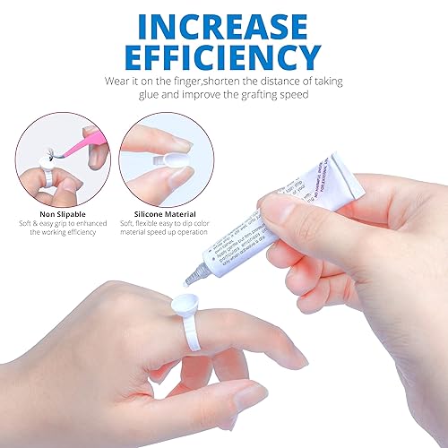 Miniatura 5 de 300 anillos de pegamento para extensiones de pestañas, anillos desechables para pestañas con forma encantadora, abanico, flores, suministros para