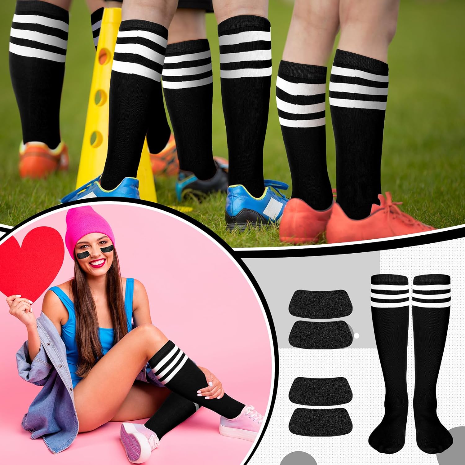 Panitay Sport Accessories Softball Soccer Socks Glitter Eye Black Stickers for Sports Youth Women Adult Cheer Supplies - Image 2