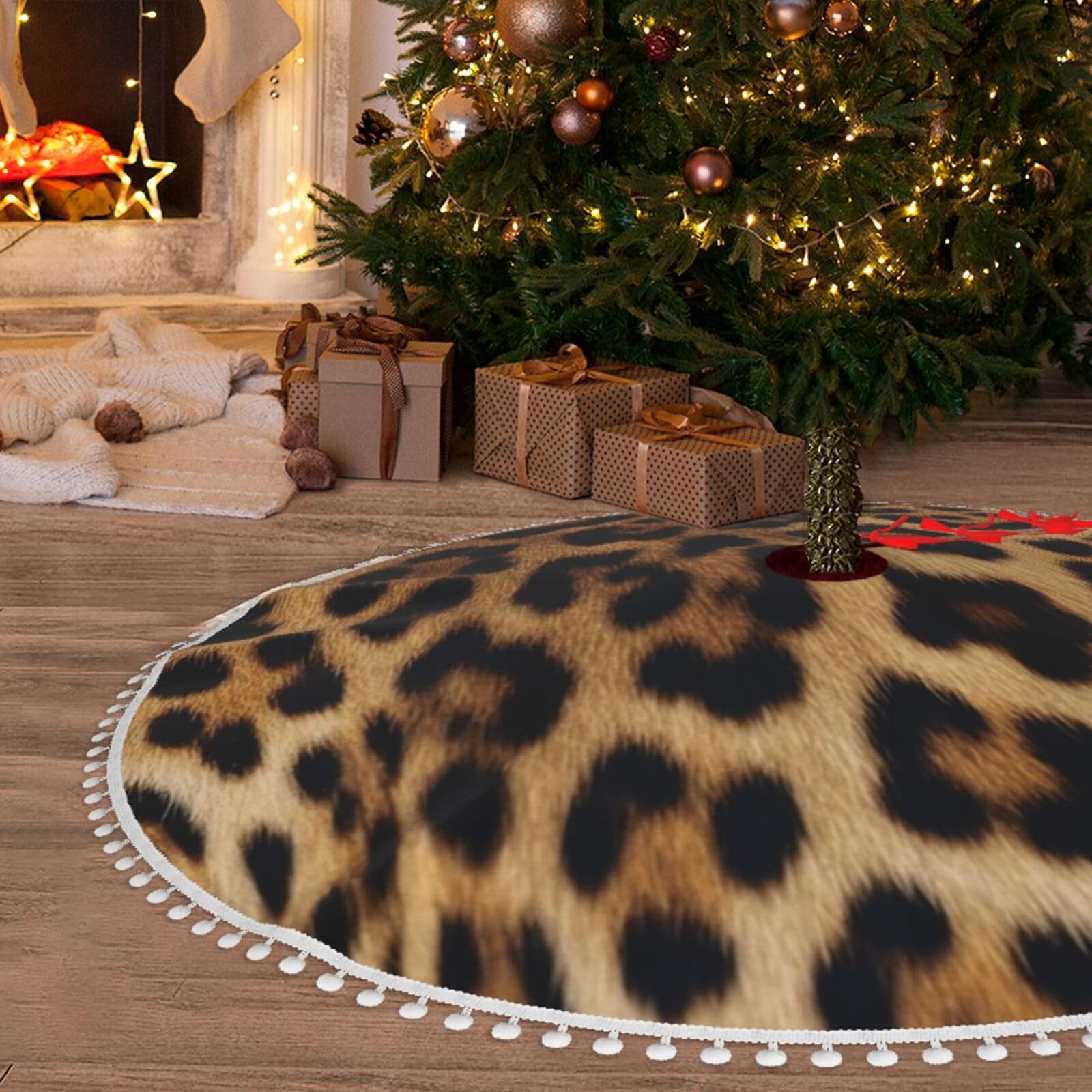 Jupe de sapin de Noël léopard pour réchauffer l'ambiance des fêtes