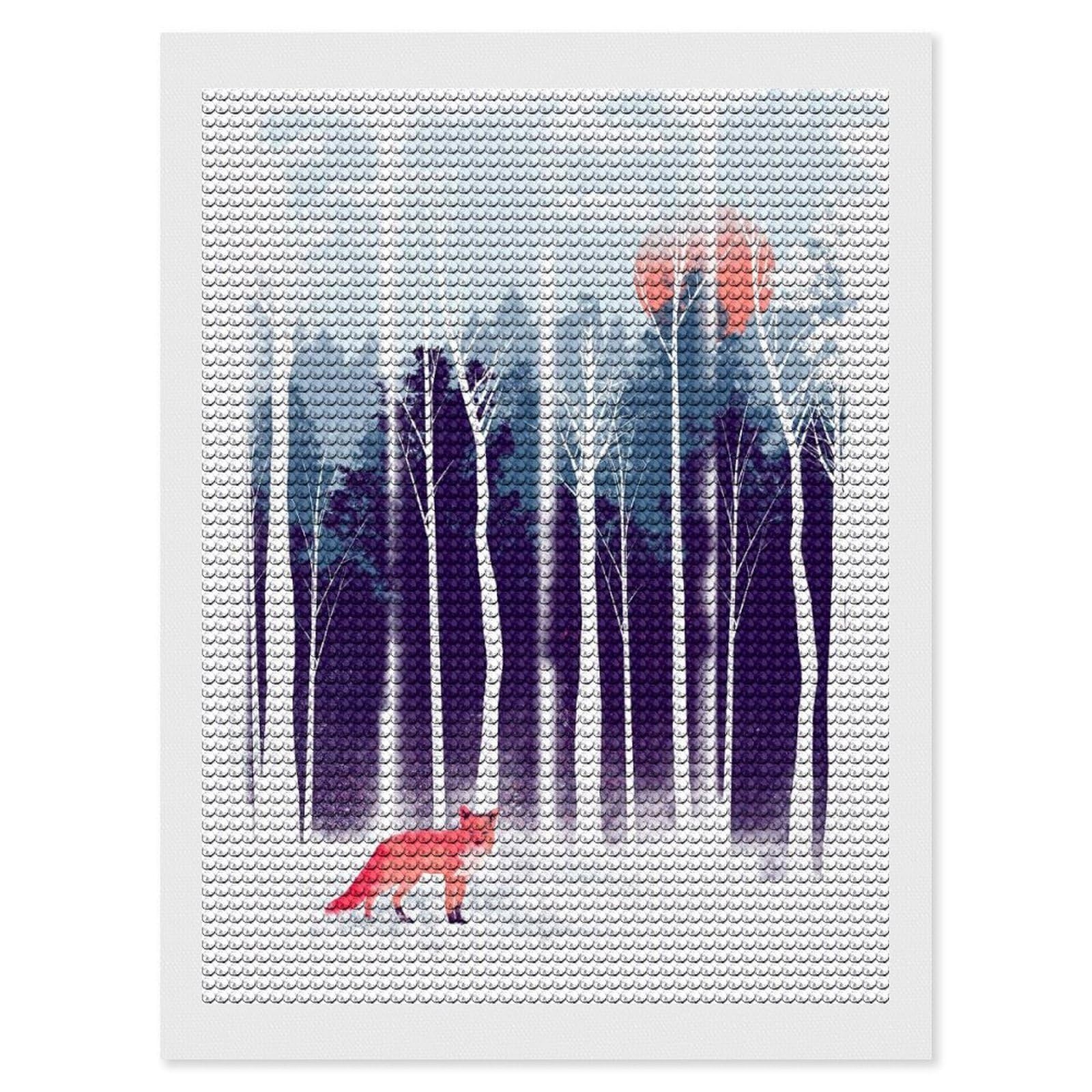 Junmoney Winter Mood DIY Diamond Art Canvas Kit 12"x16", Simple to Start, Fun Craft Experience, Modern Decor, Gift Idea, Adhesive Canvas