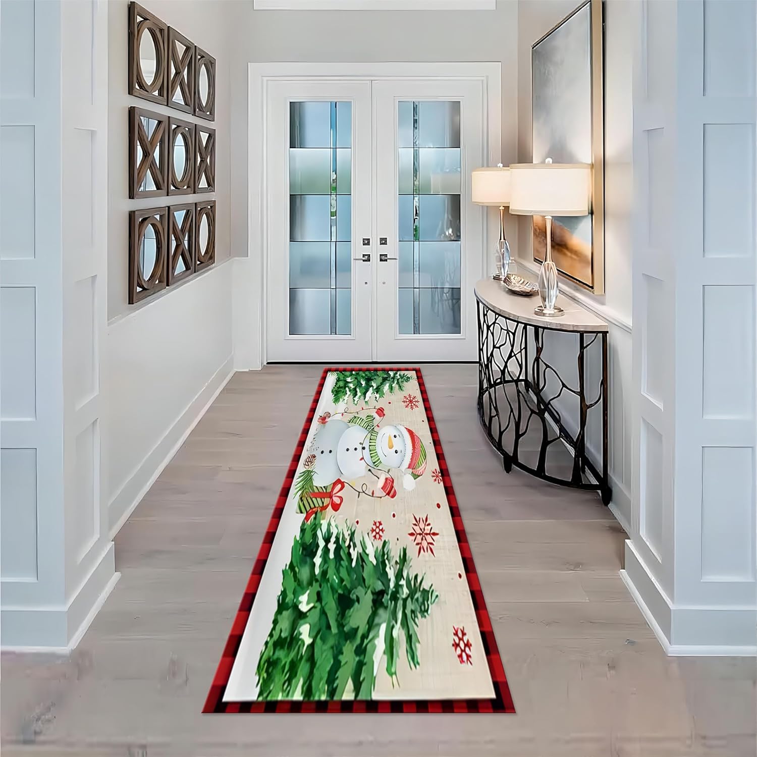 Snowflake Snowman Runner Rugs,2x6ft,Christmas Rug Runners Christmas Rugs Runners