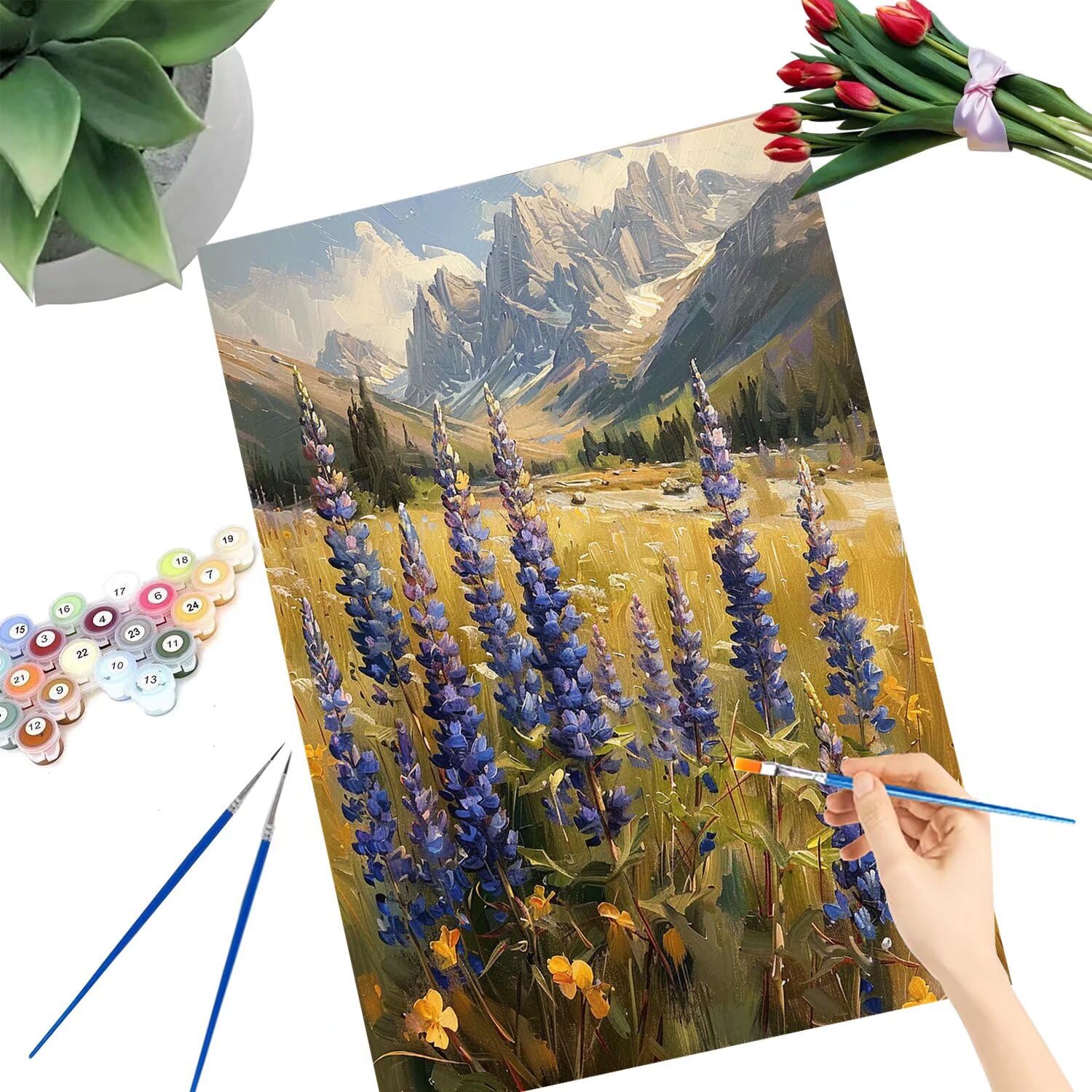 Pintar por Numeros Adultos pintar por numeros niños manualidades niños 10 años, DIY Pintar por Números de Pincel y Pintura acrílica Decoraciones para el Hogar Manualidades, sin Marco 60x80cm C-148