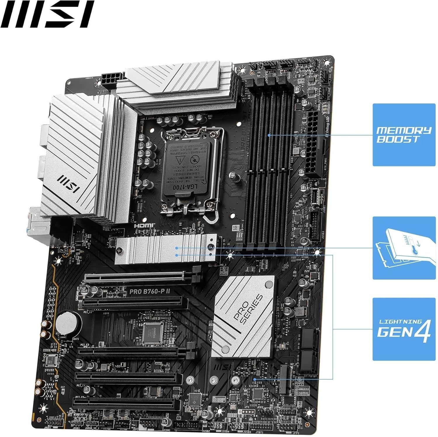 MSI PRO B760-P II Scheda Madre ATX ÔÇô Supporta Processori Intel Core 12a/13a/14a Gen - Scheda madre - Immagine 2
