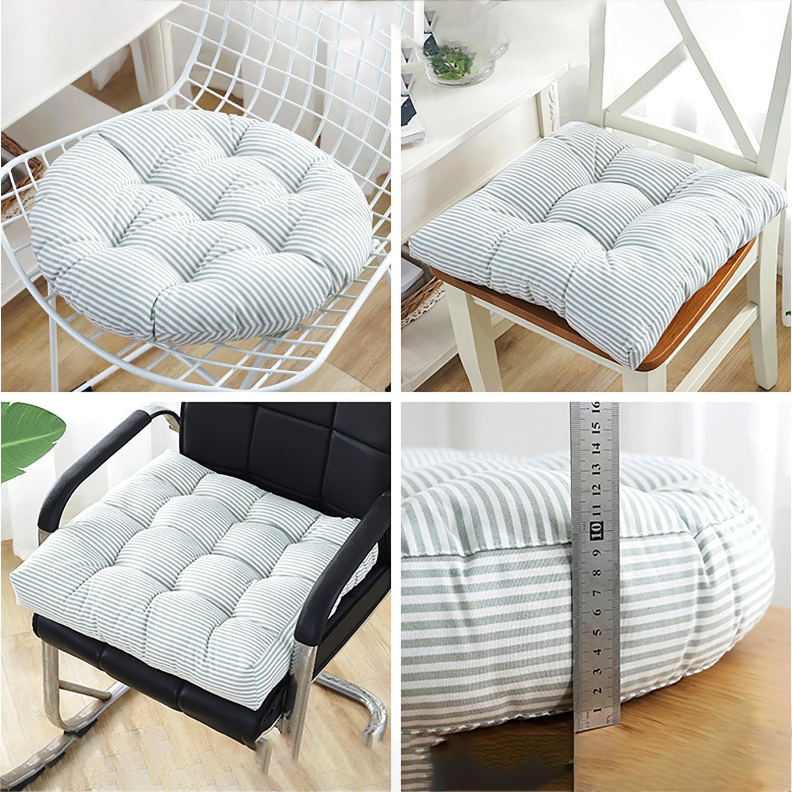 Cuscino da Pavimento a Righe in Cotone E Lino, Cuscino per Sedia Morbido E Confortevole, Perfetto per Balcone, Patio, Giardino (F 52cm(20.5in))
