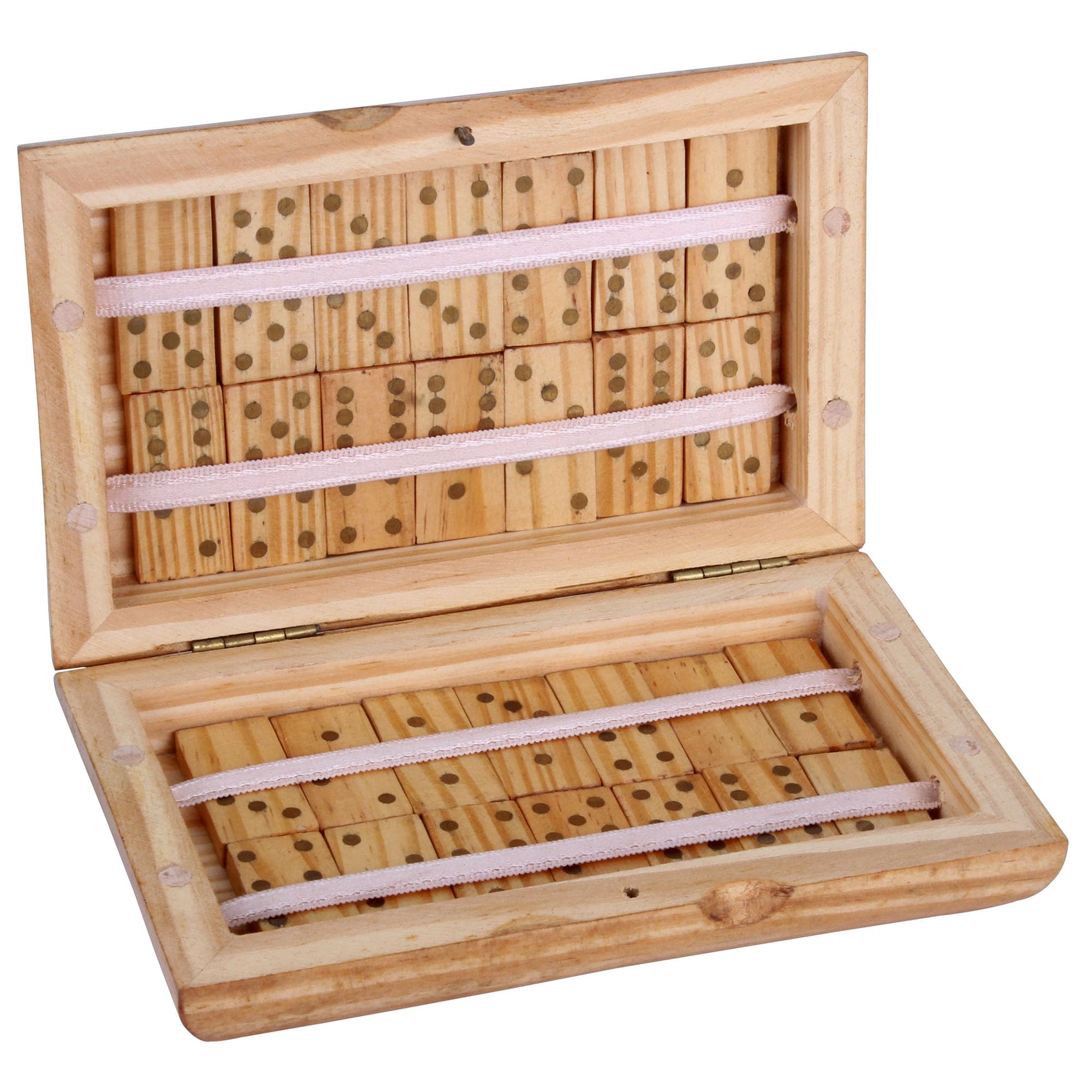 THE Unltd India Dominoes Set for Adults, Double 6 Domino Set | Traditional Travel Size Classic Board Game | 28 Dominos Pieces with Luxury Wood Box with Brass Inlay (Brown-9)