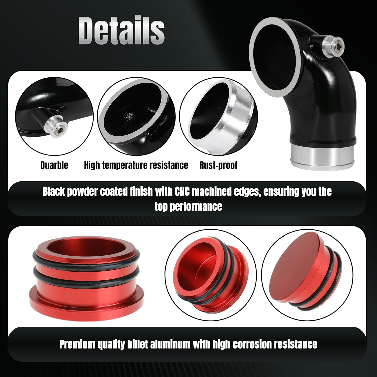 6.6 Turbo Mouthpiece and Resonator Plug Kit, LLY Turbo Mouthpiece for Duramax 6.6L LLY 2004.5-2010, Inlet Manifold Intake Elbow for Chevy Silverado for GMC Sierra Trucks with Billet Resonator Plug Cap