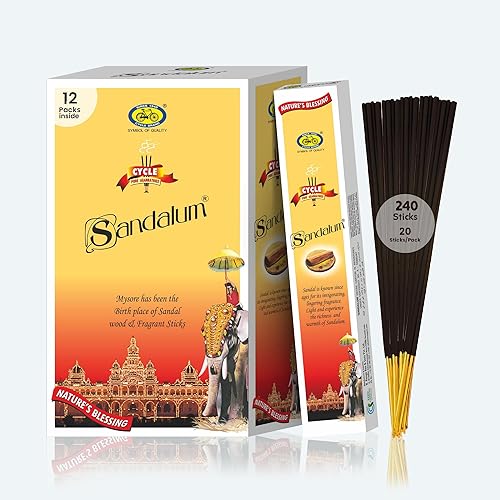 Cycle Sandalum Varillas de incienso – Varillas de incienso floral y sándalo para meditación, oración y ambiente en el hogar – 20 agarbathi/paquete,