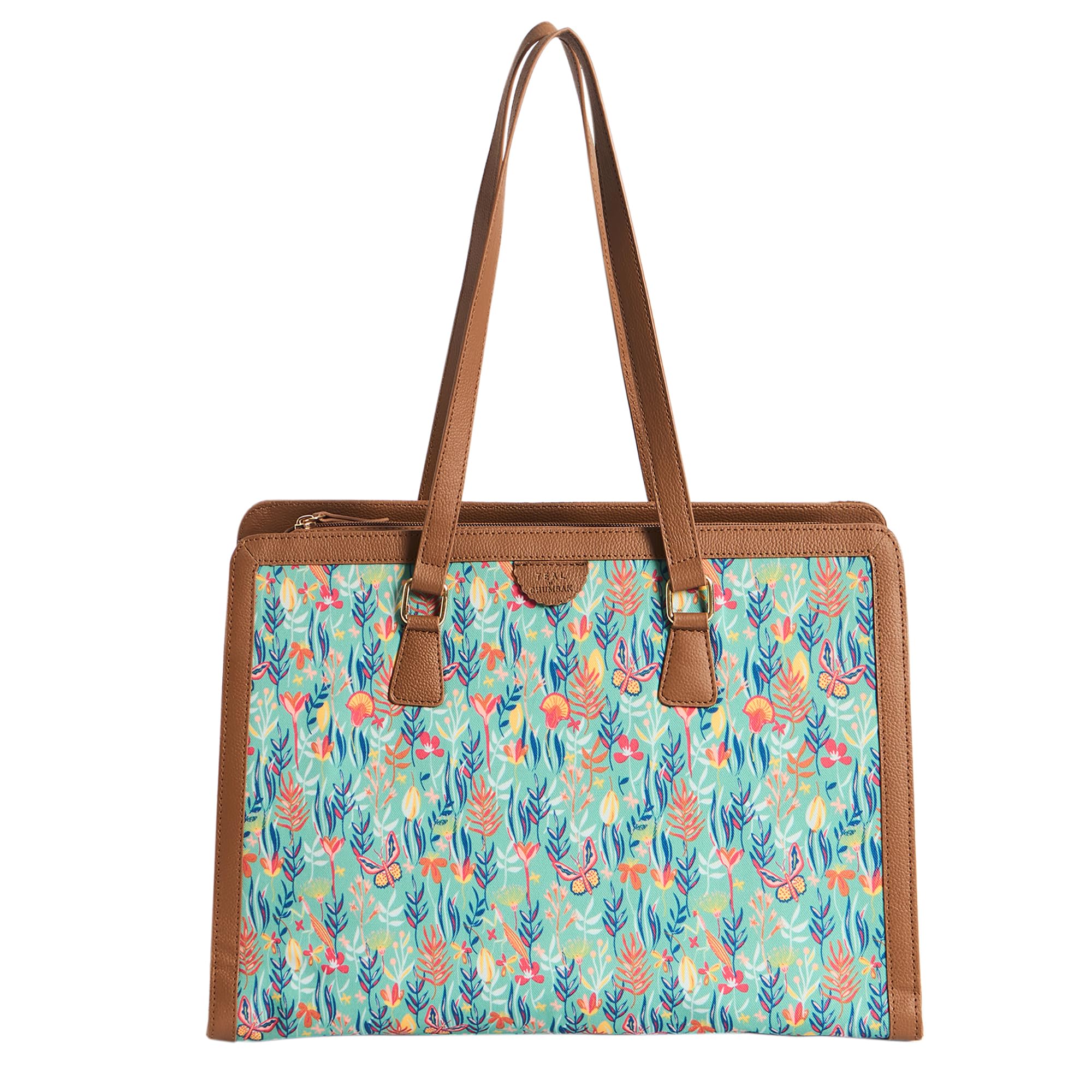 TEAL BY CHUMBAKWomen's Office Tote Bag | Stylish Tote for 13.5-inch Laptop | Professional Printed Canvas Tote Bag