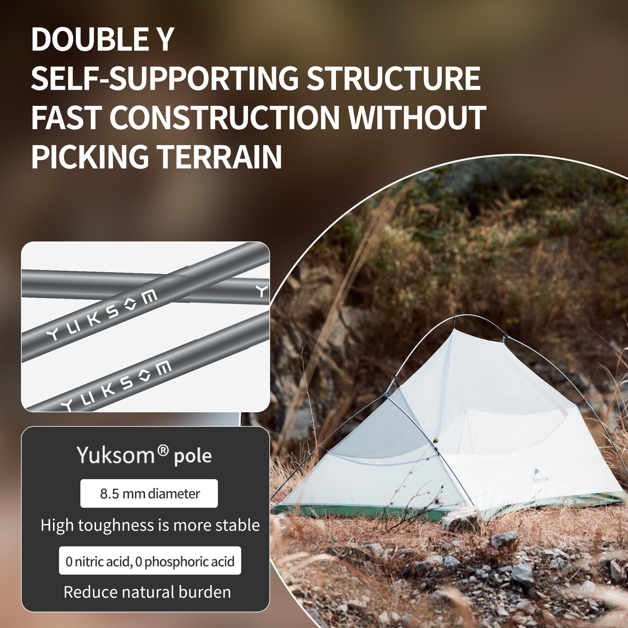 Naturehike Cloud Up Pro Namiot 2-osobowy lekki namiot kempingowy, łatwy montaż, wiatroszczelny i wodoodporny namiot kopułowy, do podróży outdoor, trekkingu