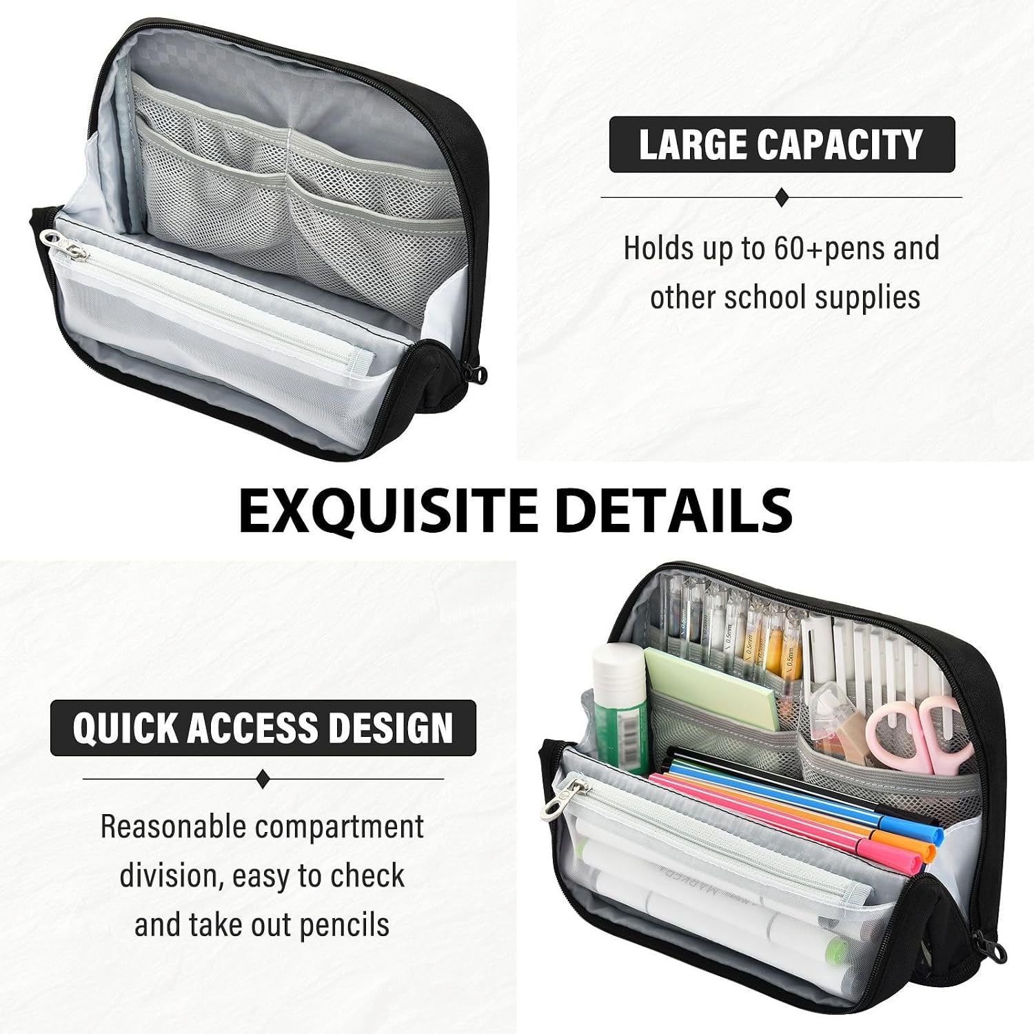 Astrology Sun Moon Gothic Standing Pencil Case Large Capacity Pencil Pouch with Zipper for Girl Boy Stationery Organizer Bag for Offices School Desk image 5