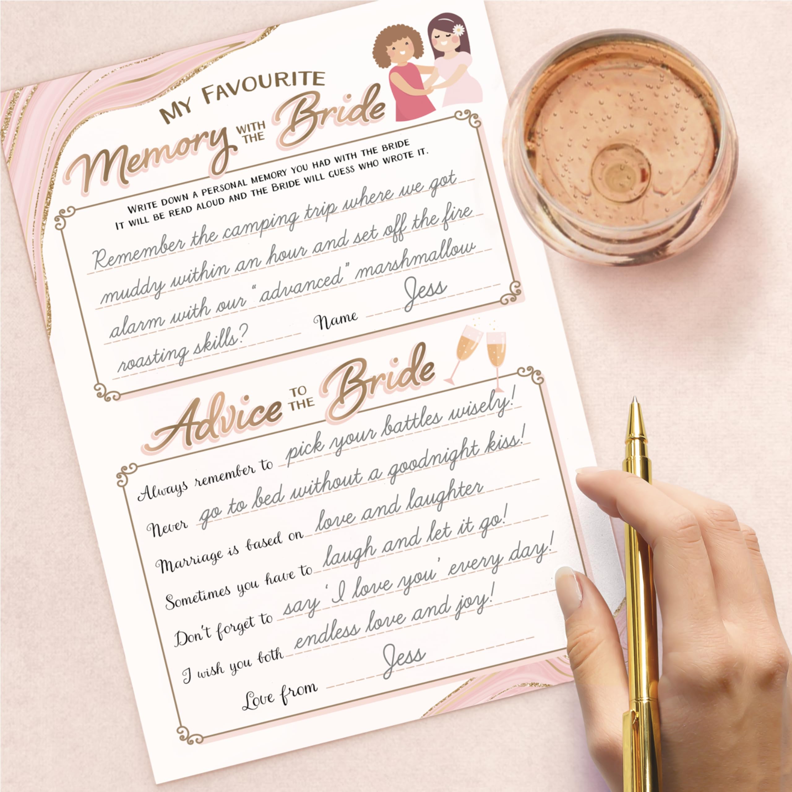 Rose Gold Hen Party Games (7 Fun & Elegant Games for 12 Guests), Classy Bachelorette - Image 3
