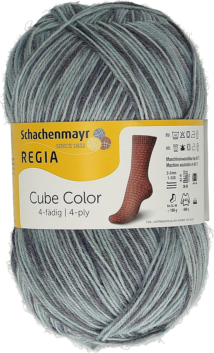 Regia 4-ply Color Sock Yarn 100g/3.5oz (1158 - Grey Cube)