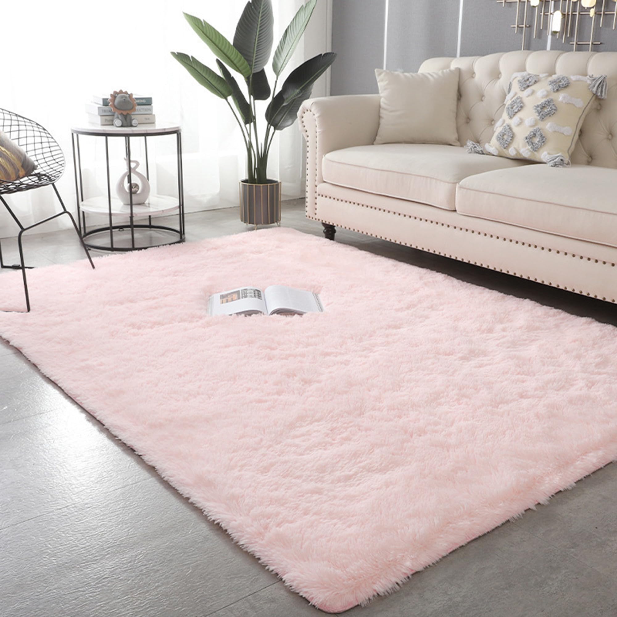 Grand tapis de sol rose 180x270 cm lavable et antidérapant pour la chambre