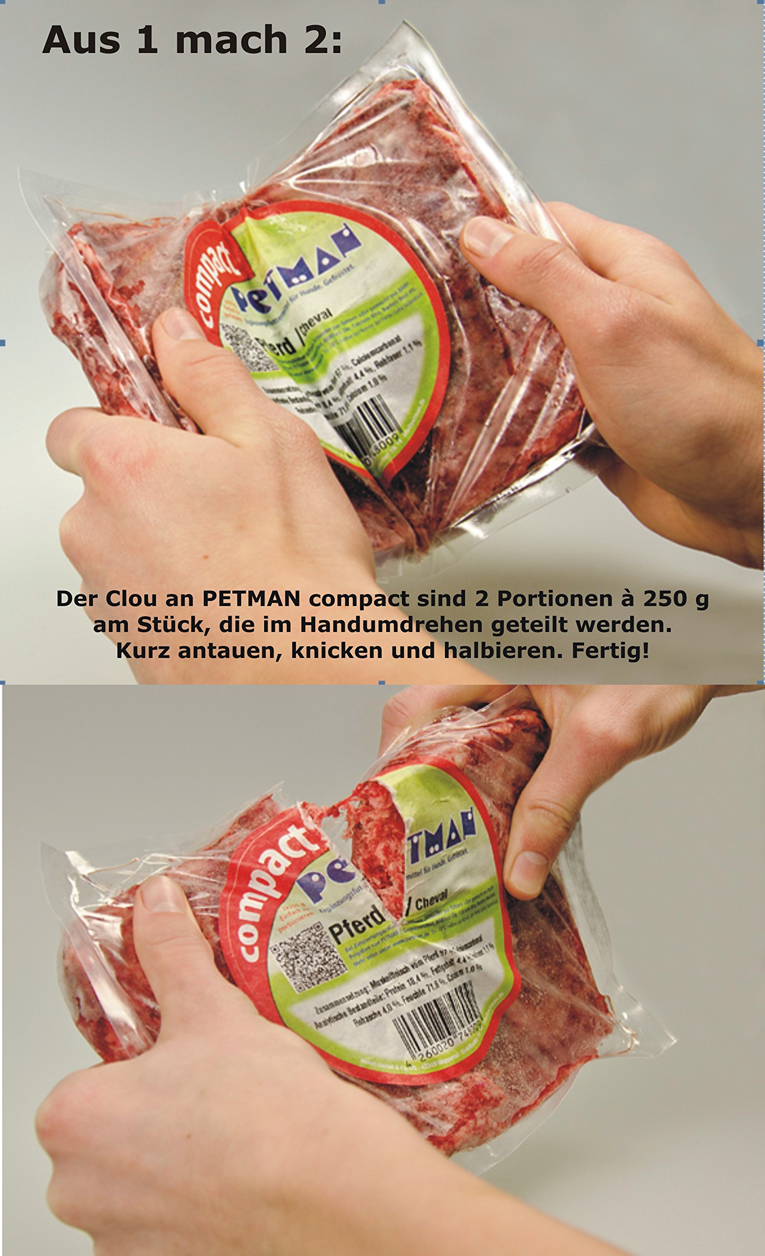 petman compact Rentier, 22 x 500g-Beutel, Tiefkühlfutter, gesunde, natürliche Ernährung für Hunde, Hundefutter, Barf, B.A.R.F.