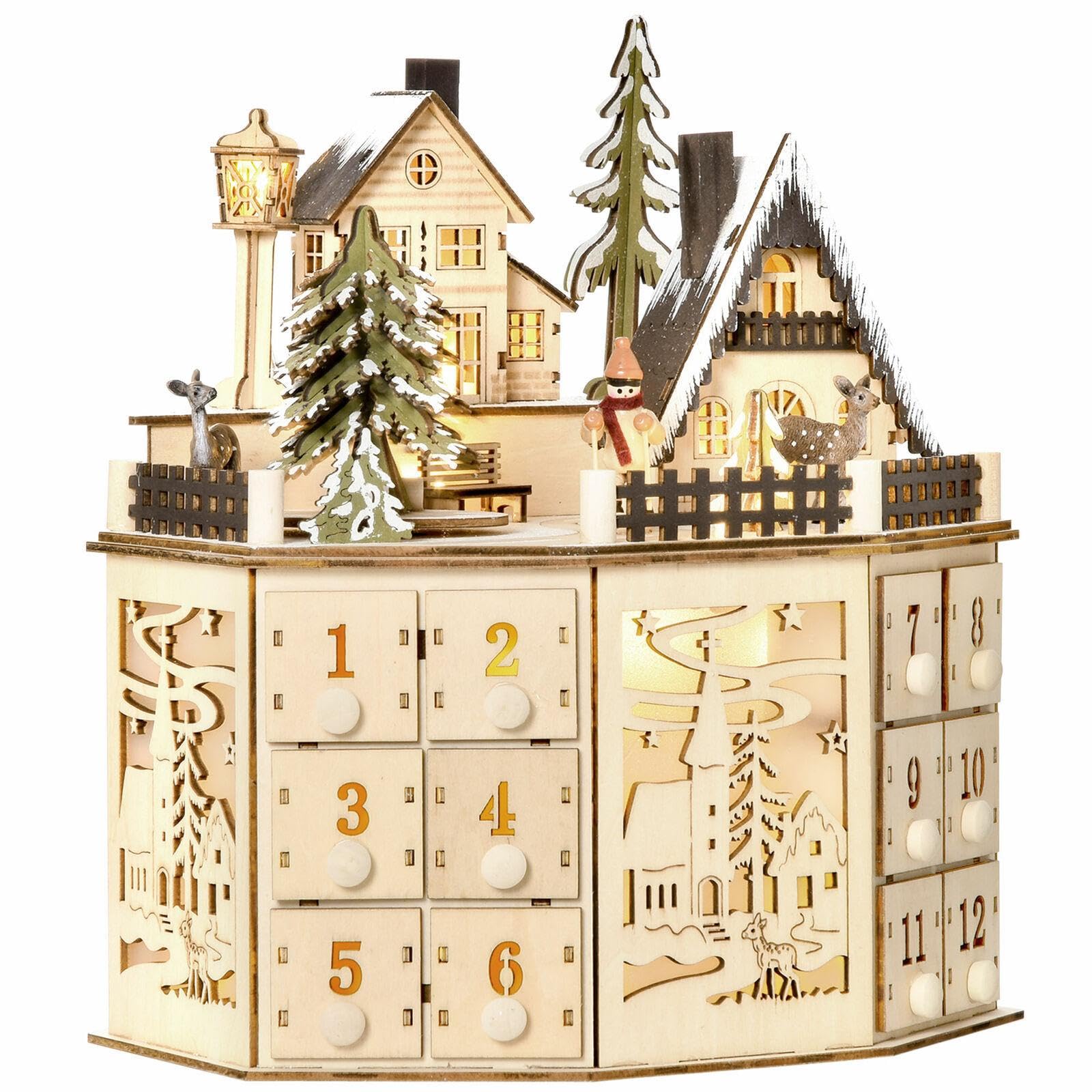 Weihnachts Adventskalender Aus Holz mit LED Beleuchtung – Die Perfekte Dekoration für Zuhause Und Partys