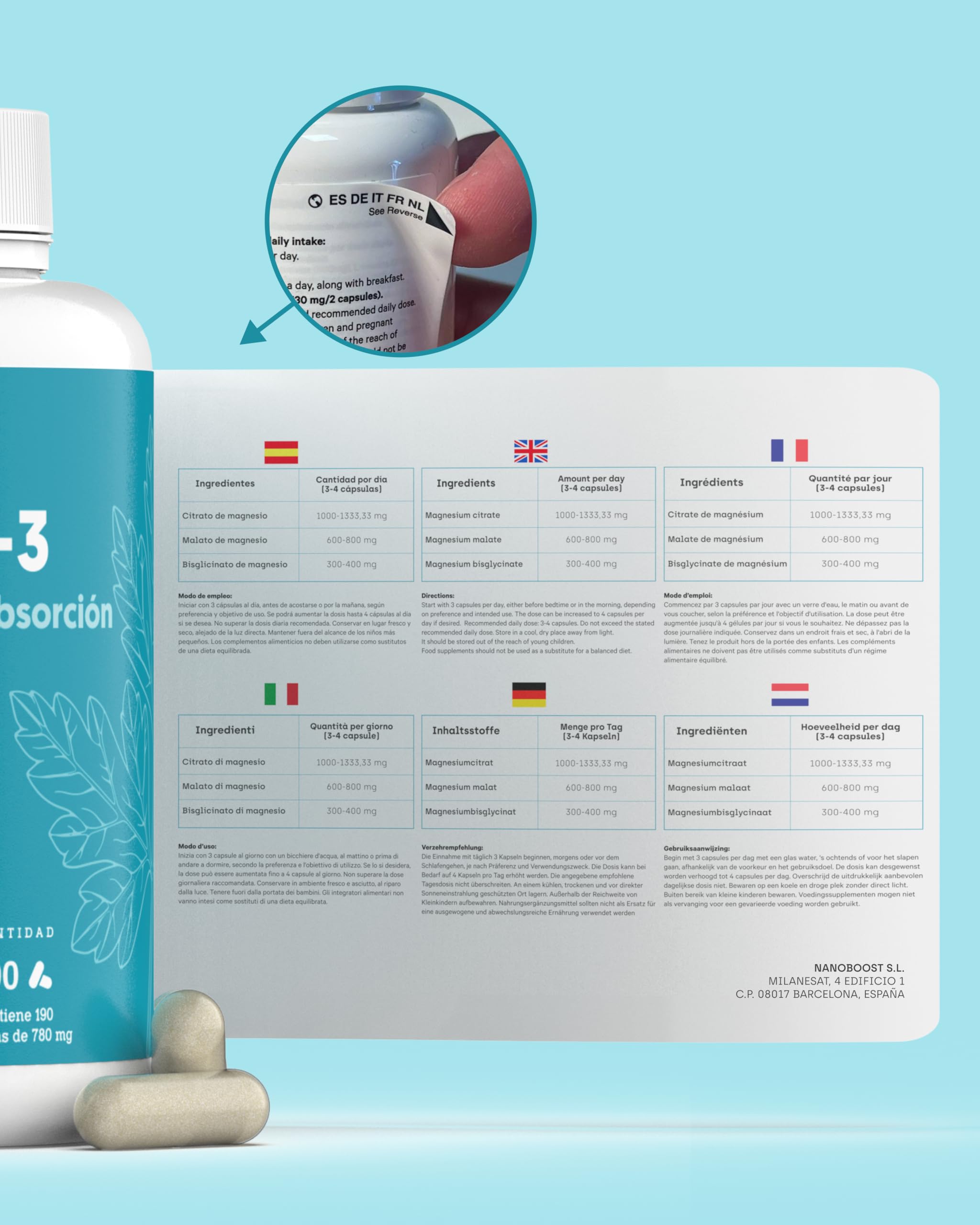 Magnesio Complex | CITRATO + MALATO + BISGLICINATO | 190 Caps | Dormir Mejor, Mayor Energía y Recuperación Muscular | Máxima Absorción y Biodisponibilidad | Apoyo en la Digestión y Estado Anímico