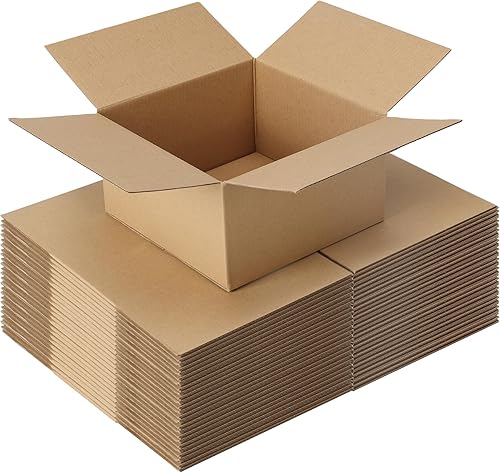 Miniatura 33 de CRUGLA Cajas de envío de 9 x 6 x 4 para pequeñas empresas, caja de embalaje de cartón corrugado, 25 paquetes Marrón,Blanco