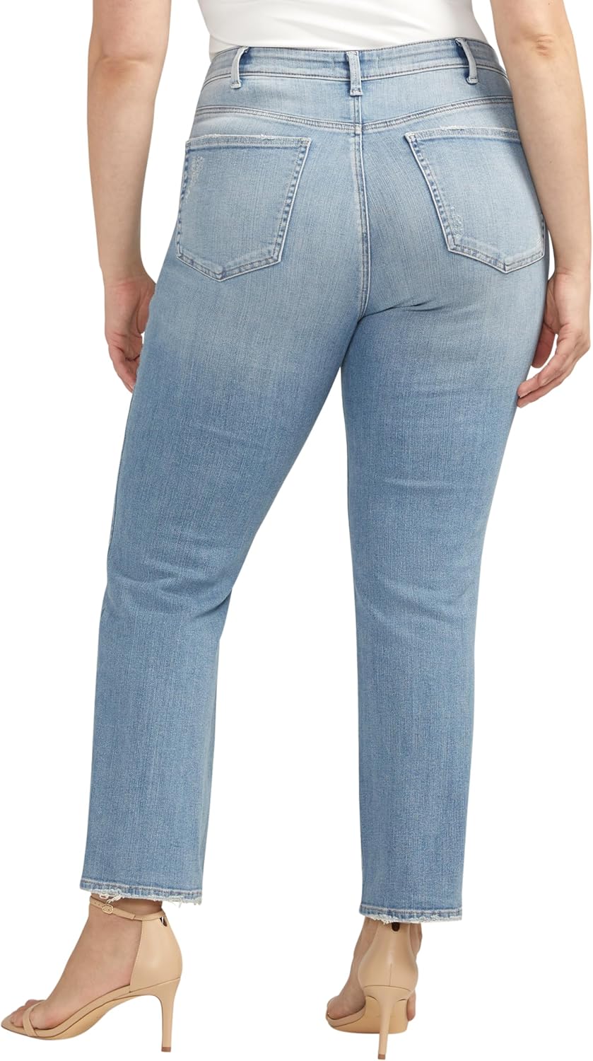 Silver Jeans Co. Womens Plus Size Isbister High Rise Straight Leg Jeans